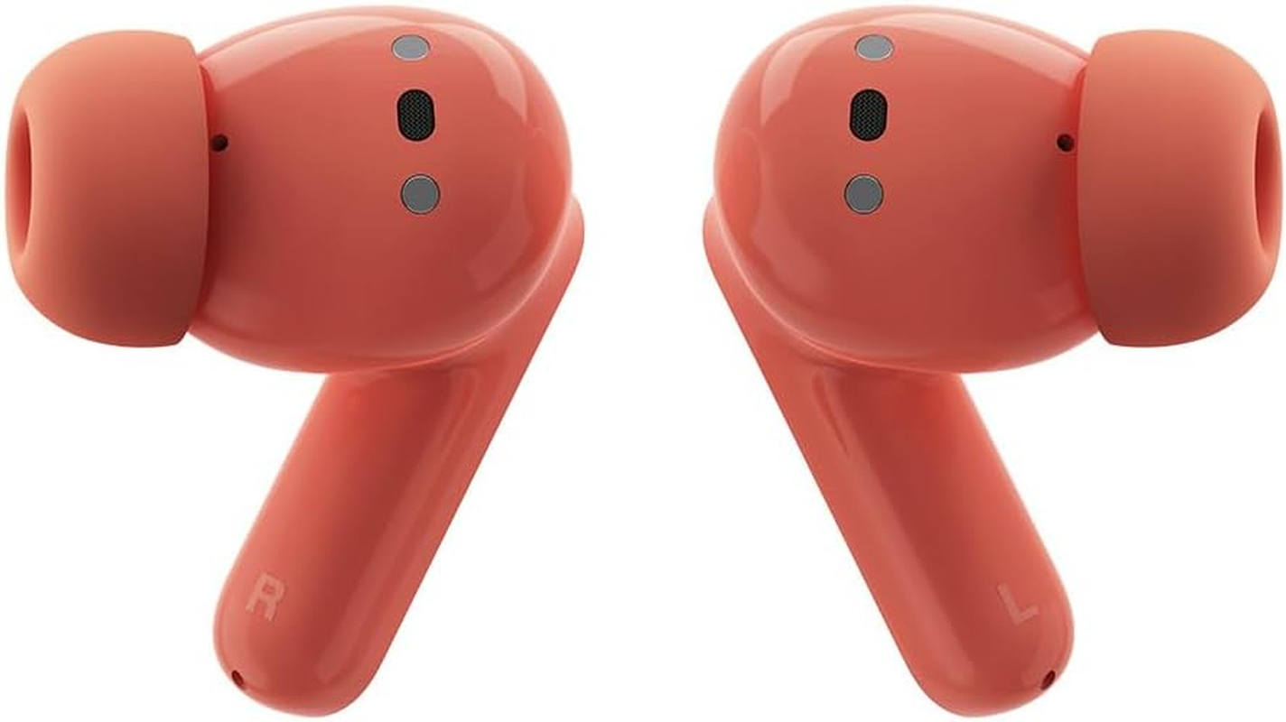 Motorola Moto Buds Peach Pink, Wireless Headphones, Immersive Sound with Dolby Atmos, Advanded Noise Cancellation, up to 42 Hours Battery Life, 3 Microphones and Anti-Wind Noise, Water-Repellent image number 2