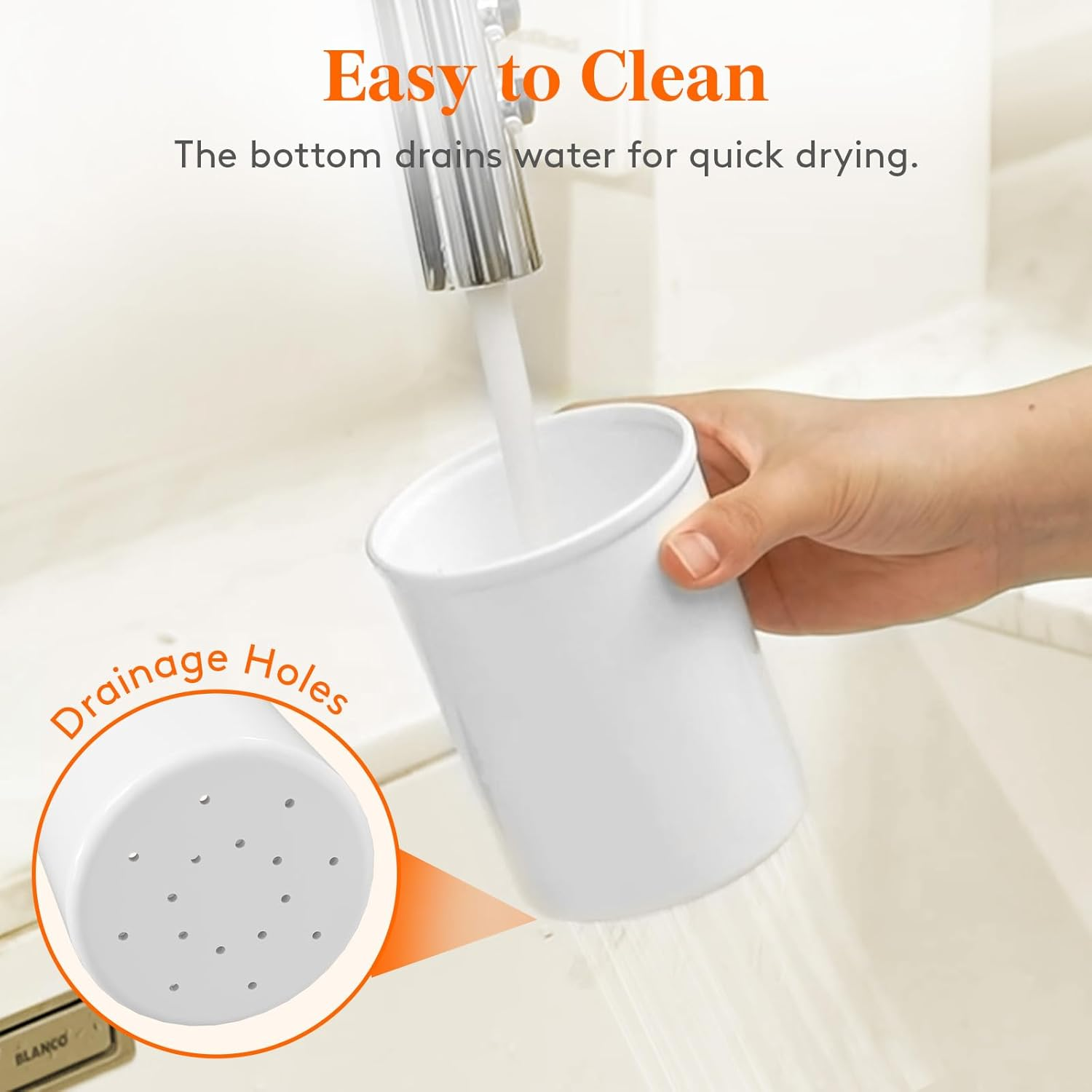 Lifewit Silverware Holder for Kitchen Countertop, Cutlery Flatware Caddy with Bracket, Plastic Utensil Spoon Fork Knives Organizer for Party Picnic, Gold, 2 Pack image number 2