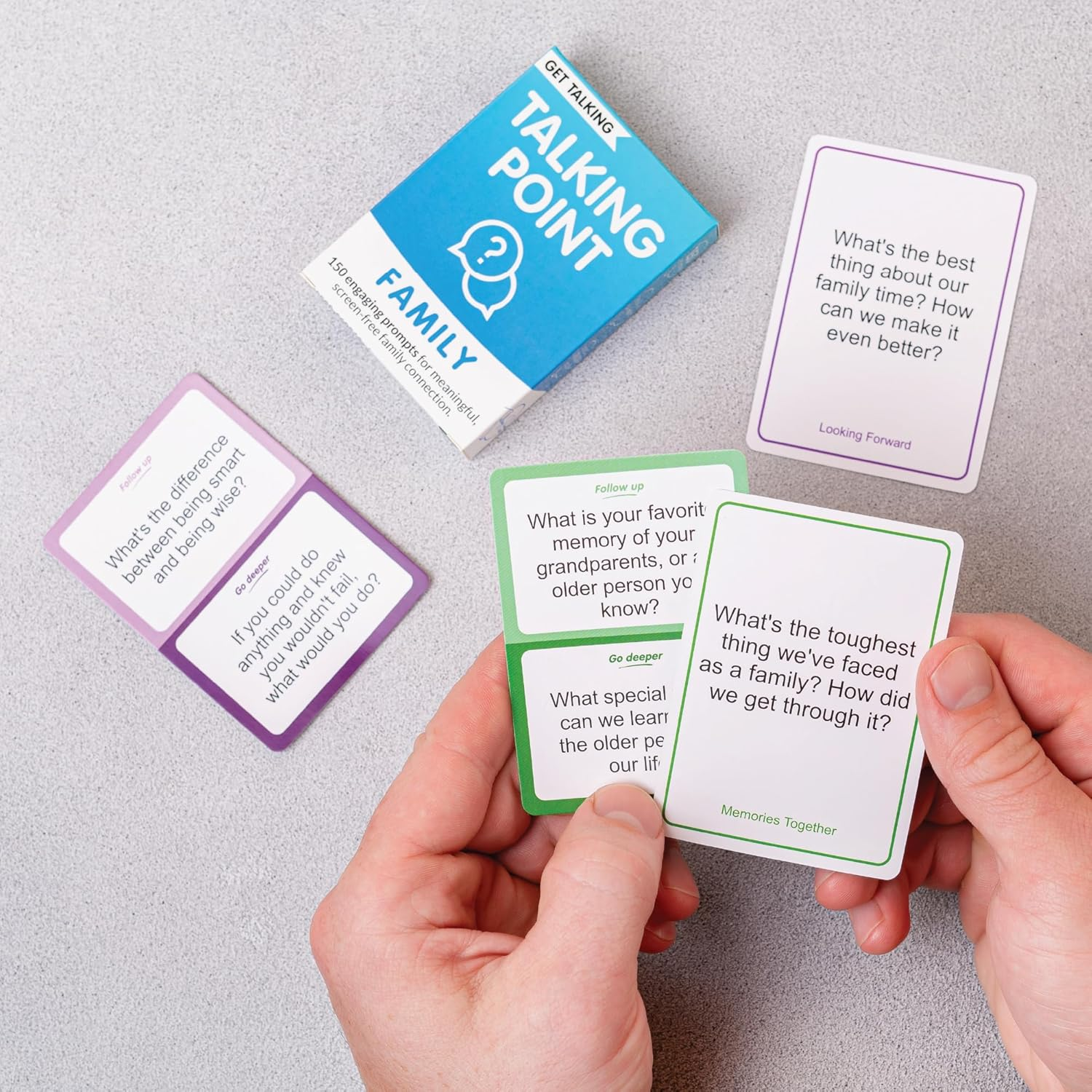 GET Talking: Family - 150 Expert-Written Questions on 50 Conversation Starter Cards for Families - Fun Family Conversation Starter Card Game for Kids and Adults to Enjoy - Have Interesting Fun Talks image number 5
