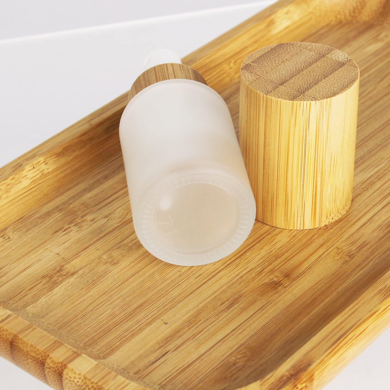 COSIDEA 6 Pcs Empty 1Oz / 30Ml Bamboo Lids Frosted Glass Bottle with Lotion Pump Dispenser, Refillable Emulsion Cosmetic Cream Bottles, Toiletries Refill Travel Container image number 6