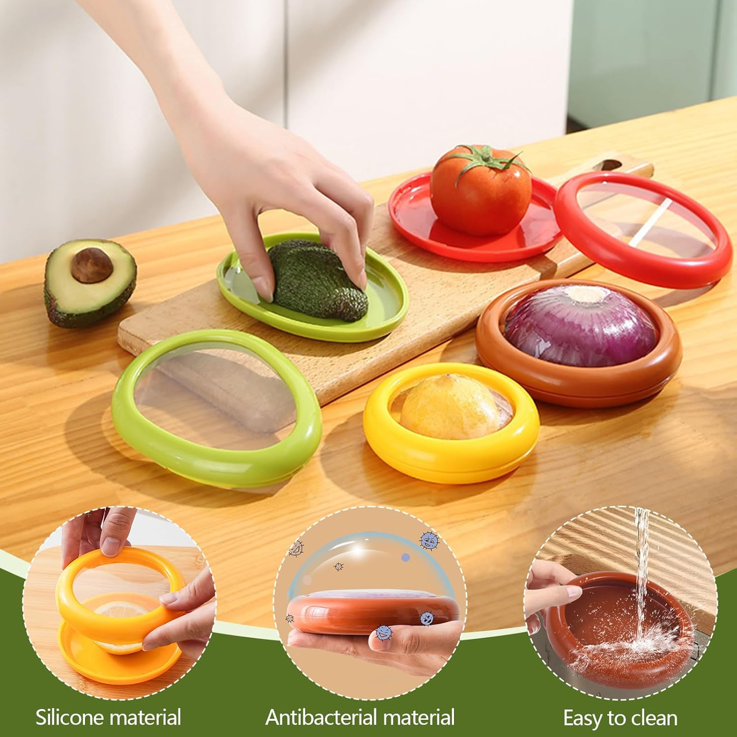 Fruit Vegetable Saver, Pack of 4 Anti-Oxidation Fruit Storage Fridge Reusable Apple Box for Onion, Tomato, Lemon, Avocado, Vegetables Keeping Food Fresh