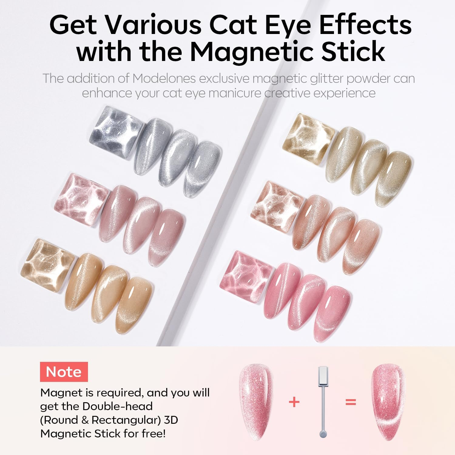 Modelones Cat Eye Gel Nail Polish Set, Holographic Glitter 6 Colors with Magnet Sparkle Galaxy Series Nude Pink Gel Polish Soak off Led Gel Polish Kit Nail Art Gel Manicure Salon DIY Gifts image number 4