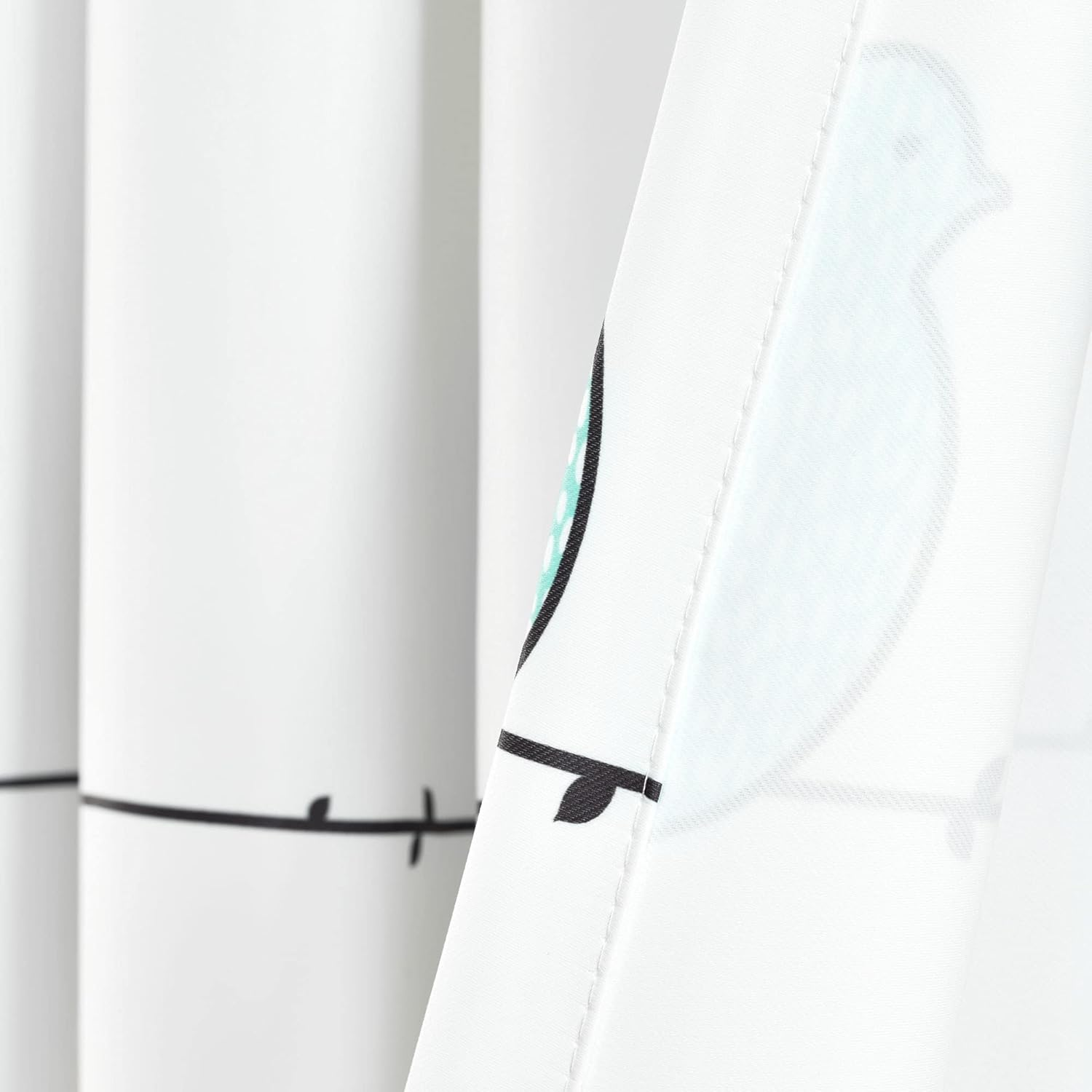 Lush Decor Rowley Birds Light Filtering Window Curtain Panels, Pair, 52" W X 84" L, Blue & Gray - Colorful Floral Print - Whimsical & Playful Bird Curtains for Bedroom, Living Room, or Dining Room image number 4