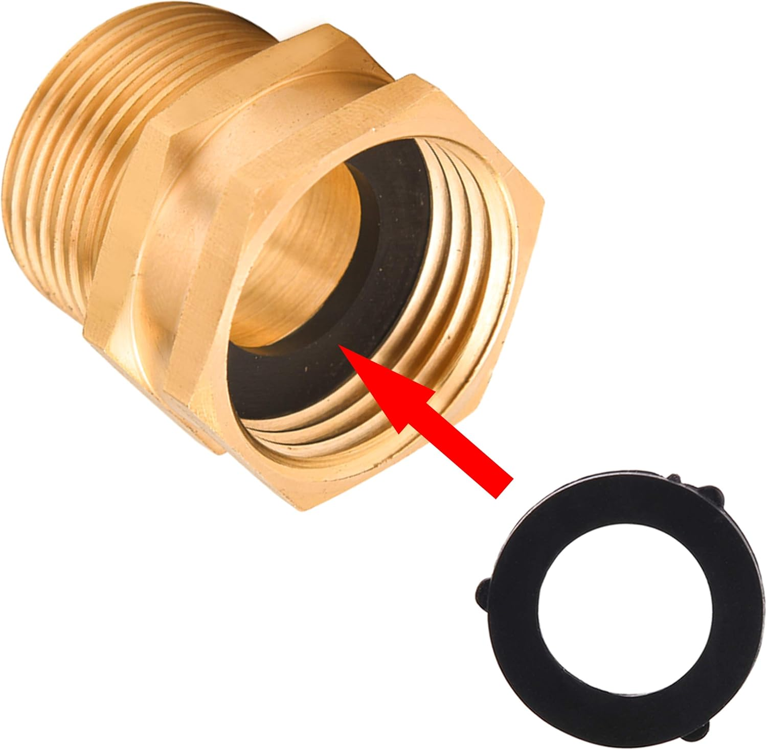 M MINGLE Garden Hose Adapter, 3/4 Inch GHT to 3/4 Inch NPT Brass Connector, with Extra 8 Washers image number 3