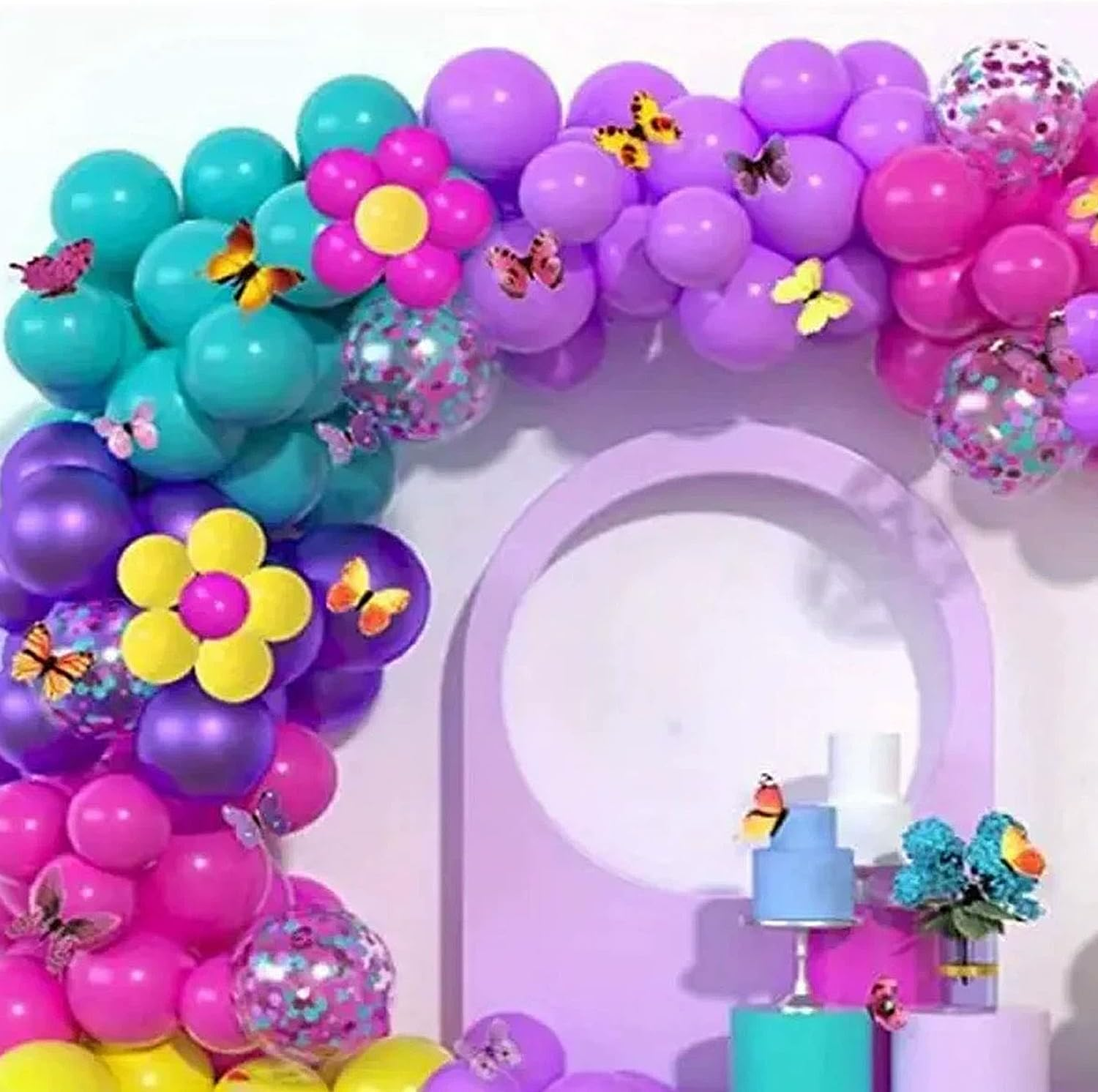 Colorful Balloons Confetti Balloons 50Pcs Purple Pink Balloons Cyan Balloons for Birthday Party Indoor Outdoor Decoration. image number 1