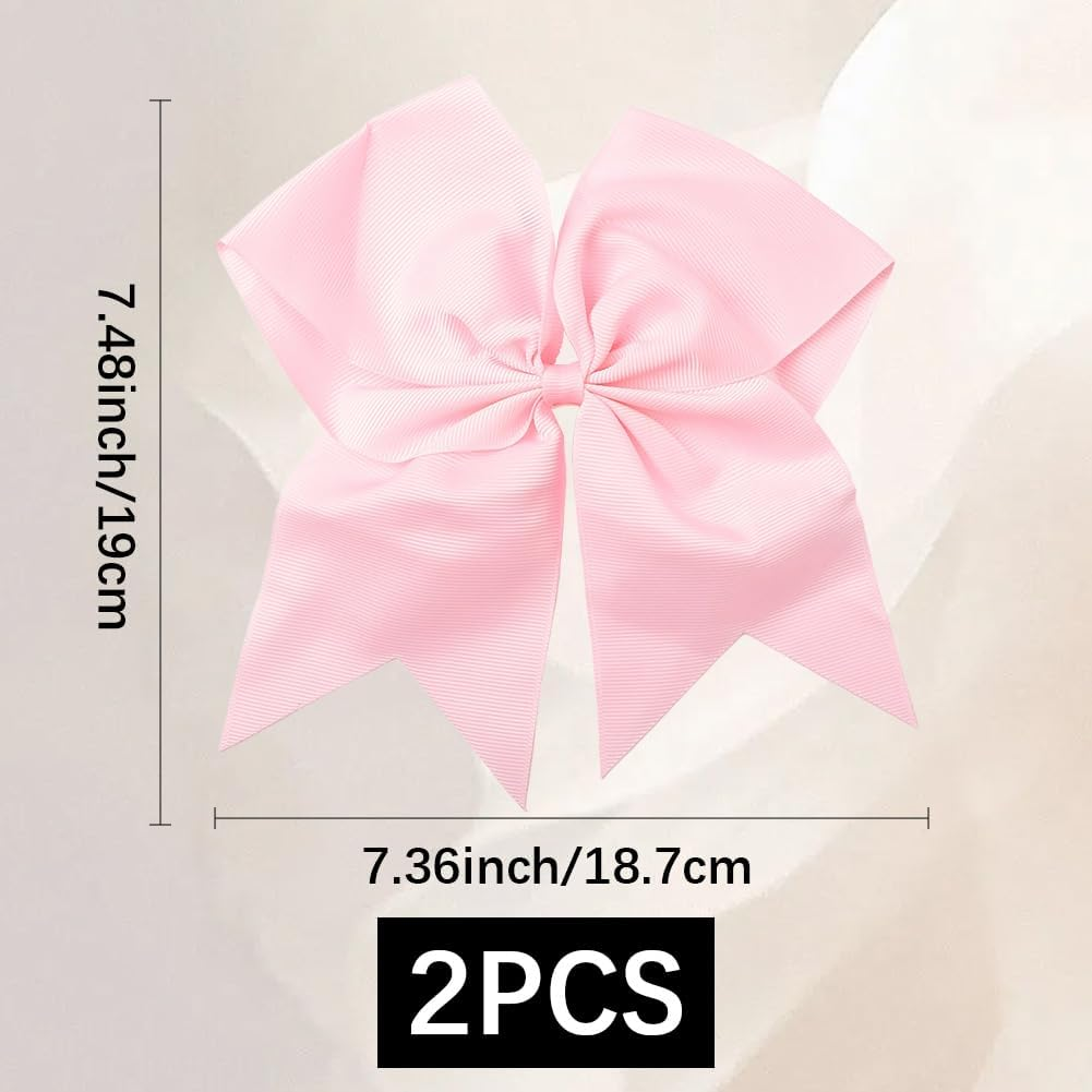 SUNNYCLUE 2Pcs Bow Hair Scrunchies Bow Scrunchies 20Mm Large Pink Cute Kawaii Soft Polyester Ribbon Bowknot Hair Ties with Long Tail Elastic Rubber Bands for Women Adults Fashion Gifts Accessories image number 2