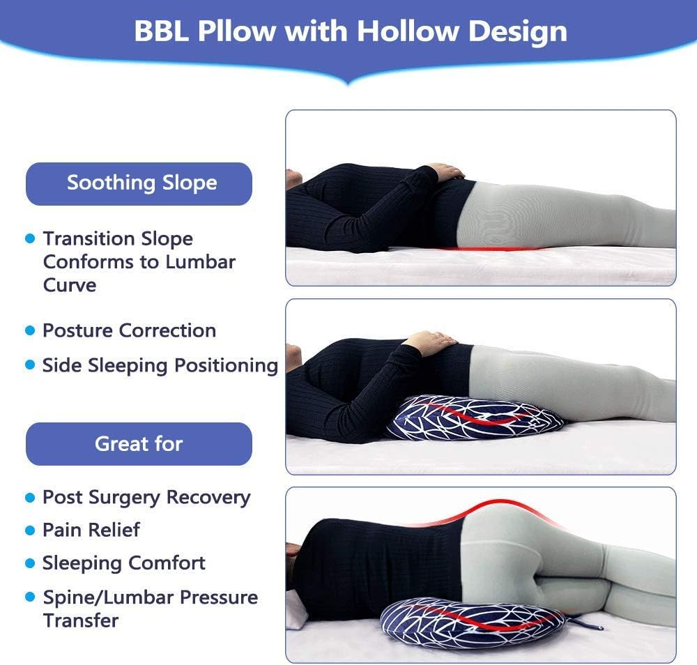 BBL Pillow after Surgery for Sleeping Booty Butt Pillows BBL Chair Bed Brazilian Butt Lift Recovery Post Surgery Sitting Driving Donut Pillow Foam Seat Support Cushion
