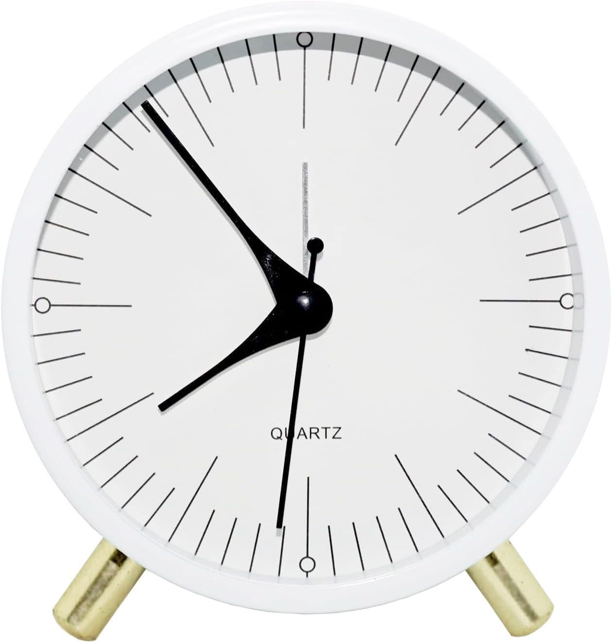 SHISEDECO Alarm Clock with Backlight, 4.5 Inches Bedside Analog Non-Ticking Silent Small Desk Clock with Arabic Numerals, Battery Operated round Table Clock for Living Room, Bedroom (White-S) image number 2