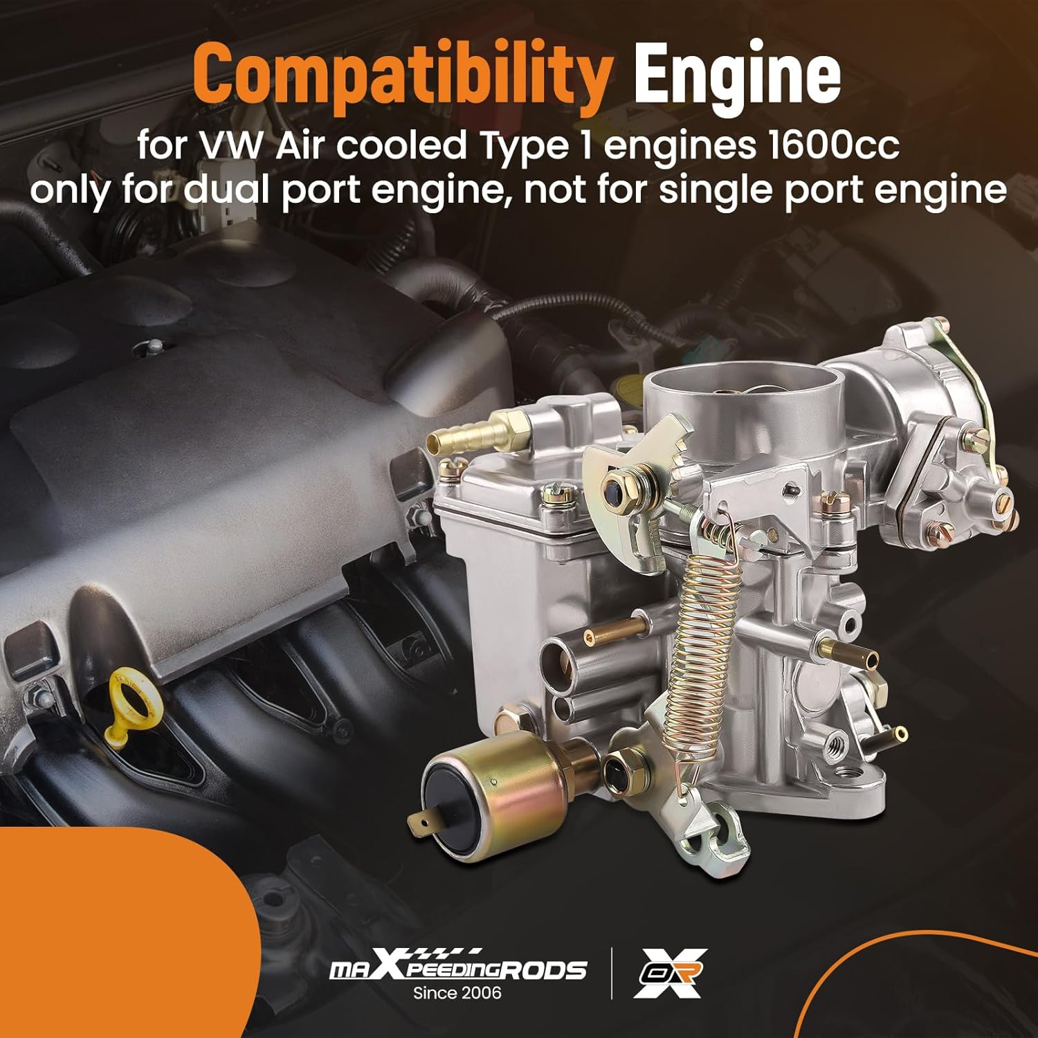 Maxpeedingrods 34 PICT-3 Carburetor 113129031K for VW Beetle/Super Beetle 1971-1979,Thing/Karmann Ghia/Squareback/Transporter, for Volkswagen Dual Port 1600Cc Air Cooled Type 1 Engine, Automatic Choke image number 2