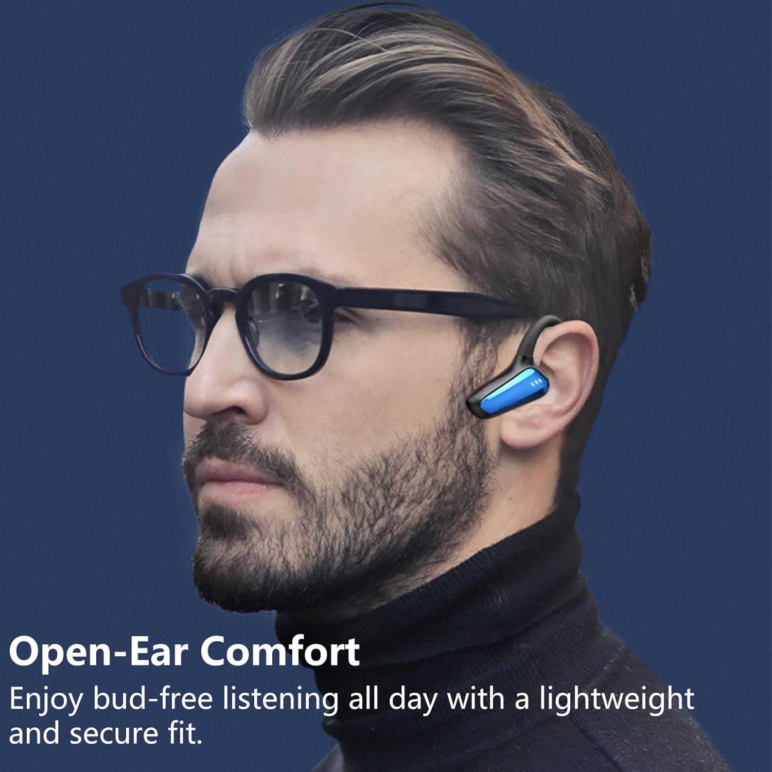 Open Ear Bluetooth Sport Headphones,Bone Conduction Headsets with Mic Wireless Earbuds Waterproof Bluetooth Earhook Earphones Neckband 15H Playtime for Running Bicycle Cycling Workouts(Black) image number 1