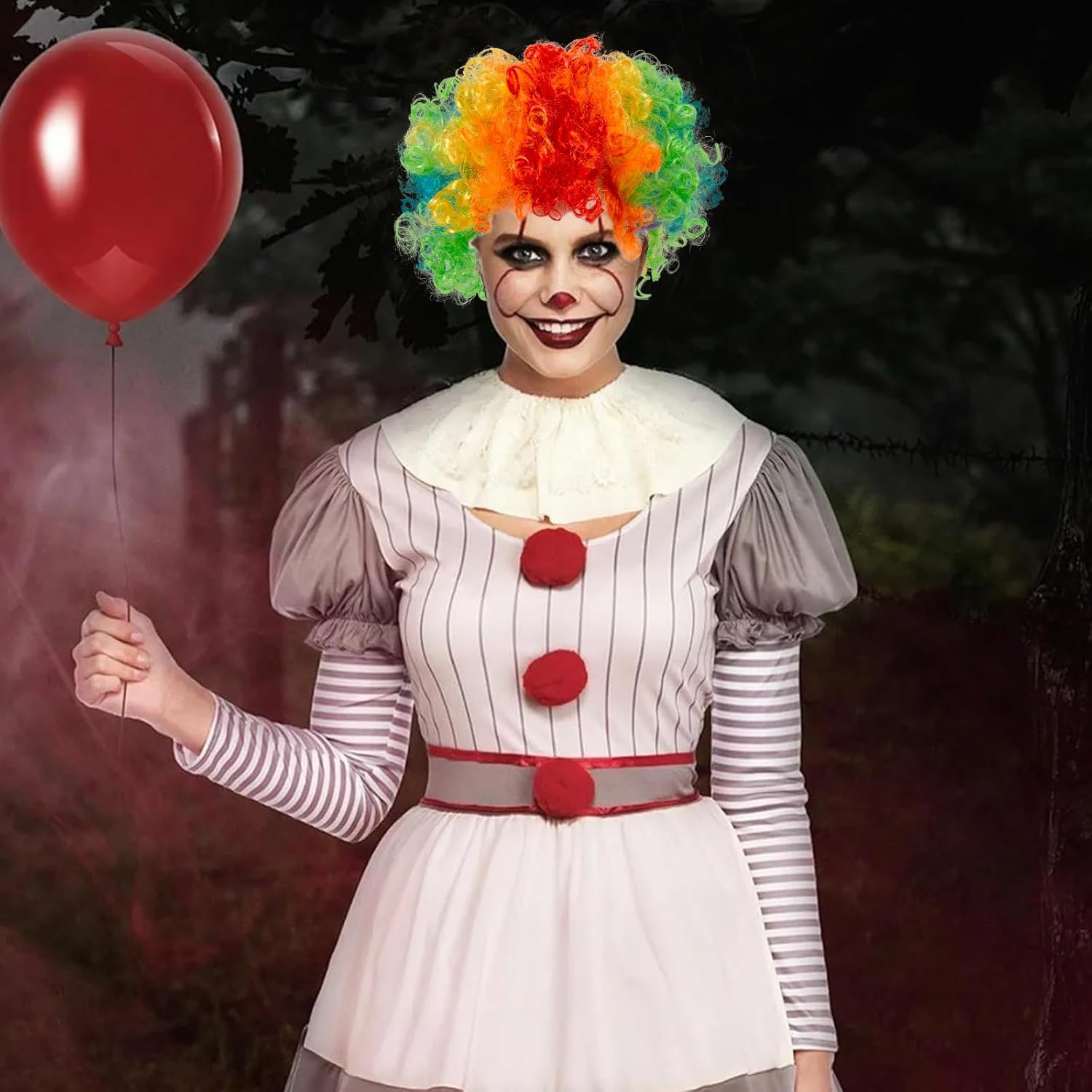 AGDGV 2 Pack Rainbow Afro Clown Wigs for Adults & Kids, 70'S 80'S Disco Curly Synthetic Hair Wig, Halloween Costume Party Cosplay Christmas Wig (Colorful & Fluffy) image number 1