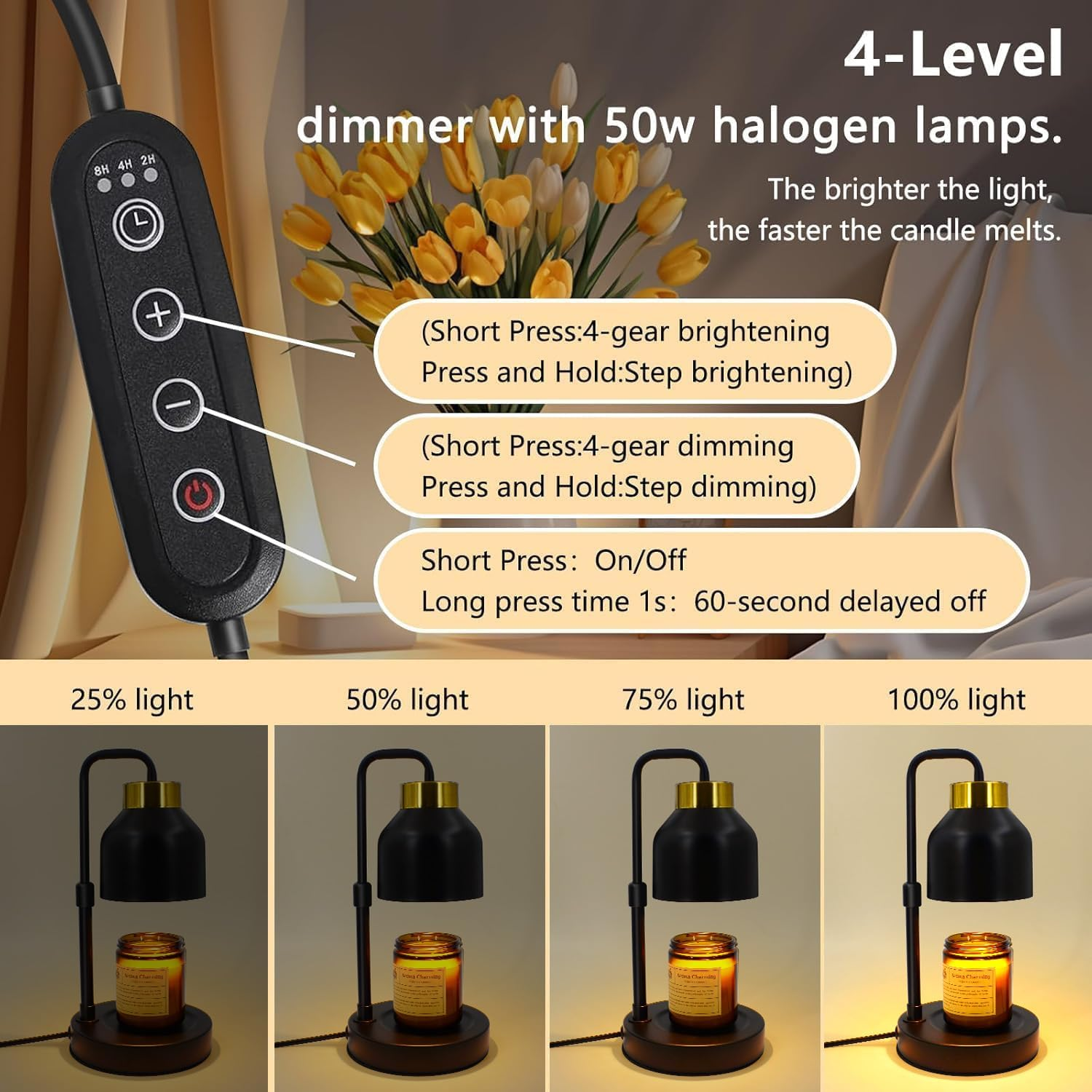 Candle Warmer Lamp,Electric Candle Warmer with Timer Dimmer Adjustable Height, Mom Christmas Birthday Gifts for Women, House Warming Gifts New Home Bedroom Decor