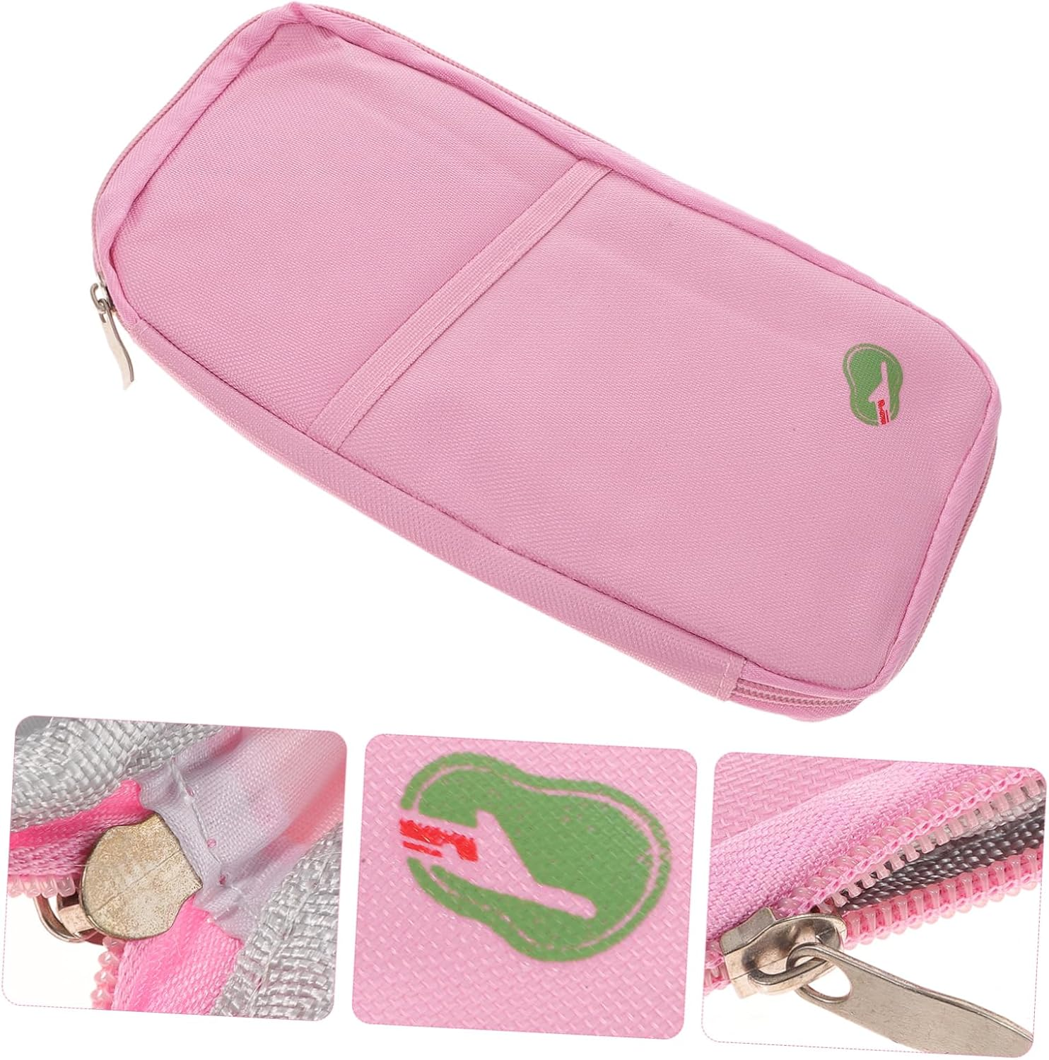 WATIIFUFU Travel Card Holder Passport Case Document Wallet Canvas Men'S Women'S Multi-Pockets - Pink image number 6