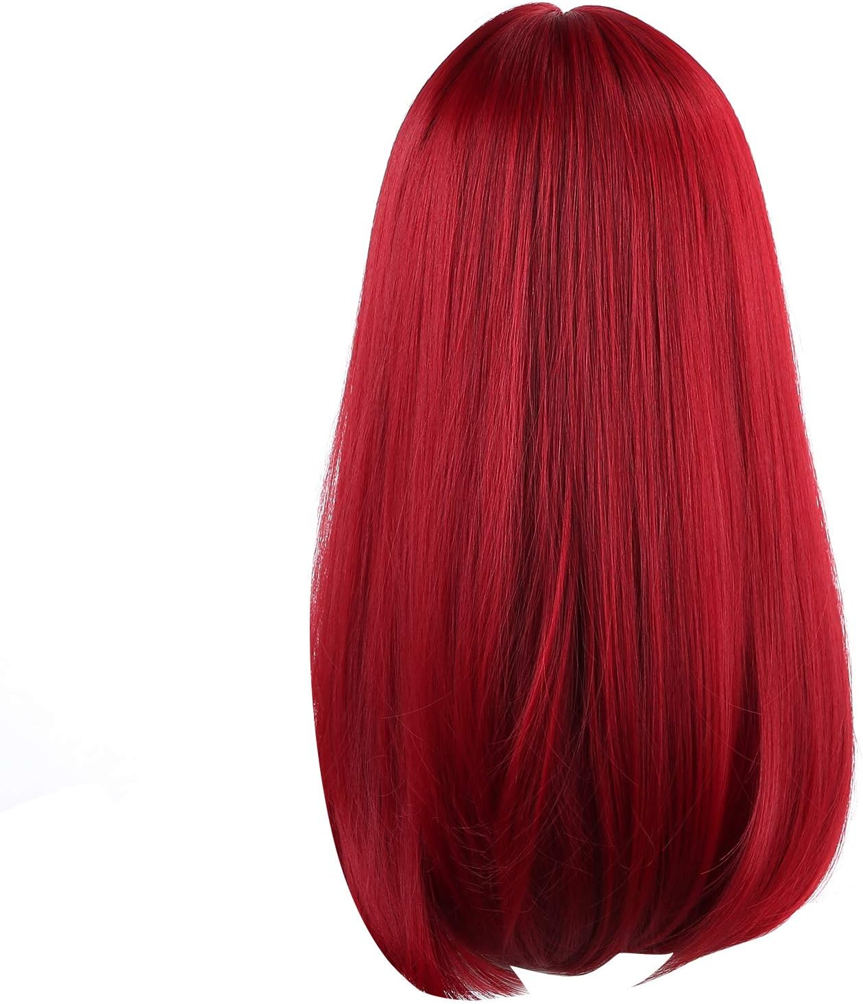 Red Long Straight Wig, 47Cm Wigs Red Wigs with Bangs Burgundy Red Synthetic Long Straight Wig for Women Party and Cosplay Bright Red Wig Coloful, High Temperature Fiber Fake Hair image number 4