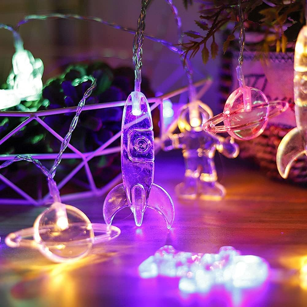 LELYOMALL Indoor Astronaut String Light, 20 LED Children'S Kids Room LED String Lights Battery Operated 3M Fairy Lights for Holiday Wall Window Tree Decorative Party Yard Garden Kids Bedroom Living Dorm image number 3