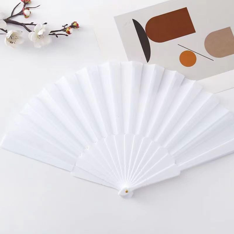 Wzenclave 4Pcs Hand Fans Foldable Folding Fans Silk Fabric Fan Suitable for Weddings and Home Decor image number 4