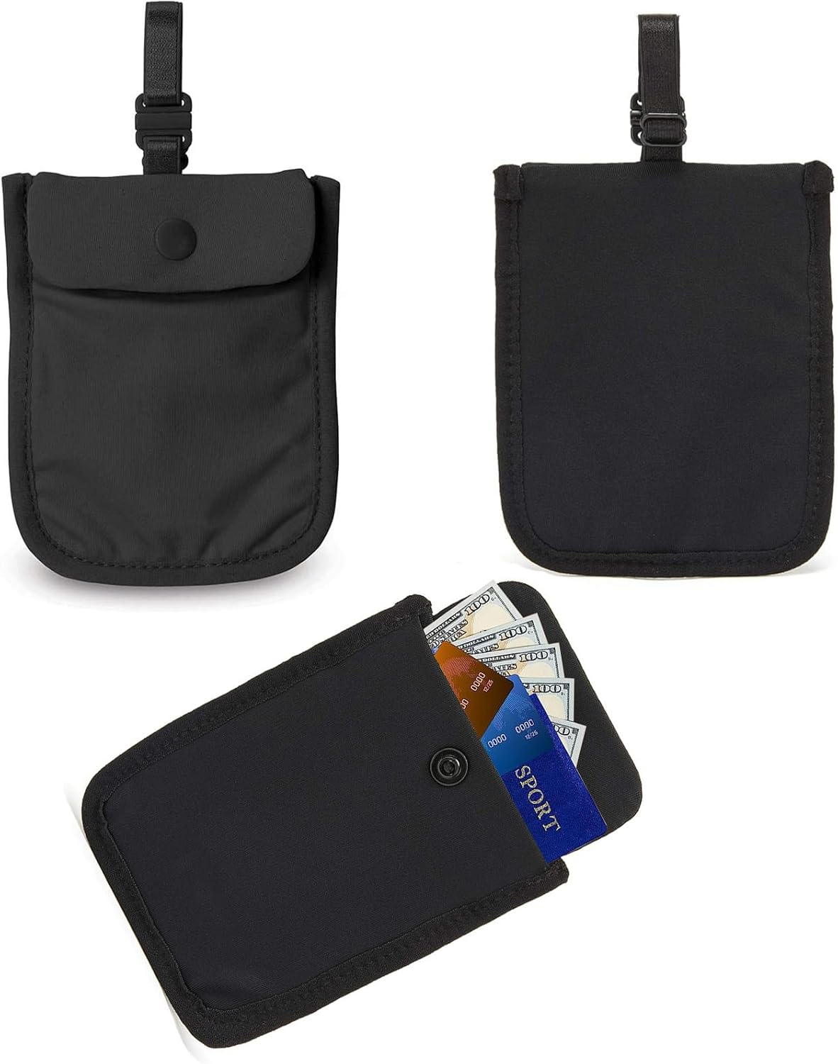 Travel Bra Purse for Women, Bra Bag, Undercover Hidden Bra Purse, Anti-Theft Bra Wallet with Adjustable Elastic Band, Hidden Stash Pocket Purse for Travel and Sports, Black, / image number 2