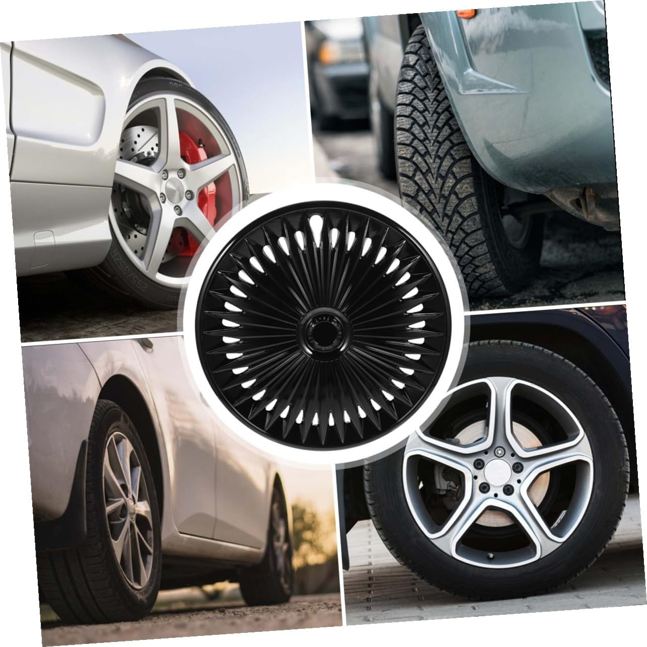 STOBAZA 14-Inch Car Hubcap Wheel Rim Cover, Black Decorative Automotive Replacement Hubcaps for Universal Vehicle Exterior Trim in Australia image number 4