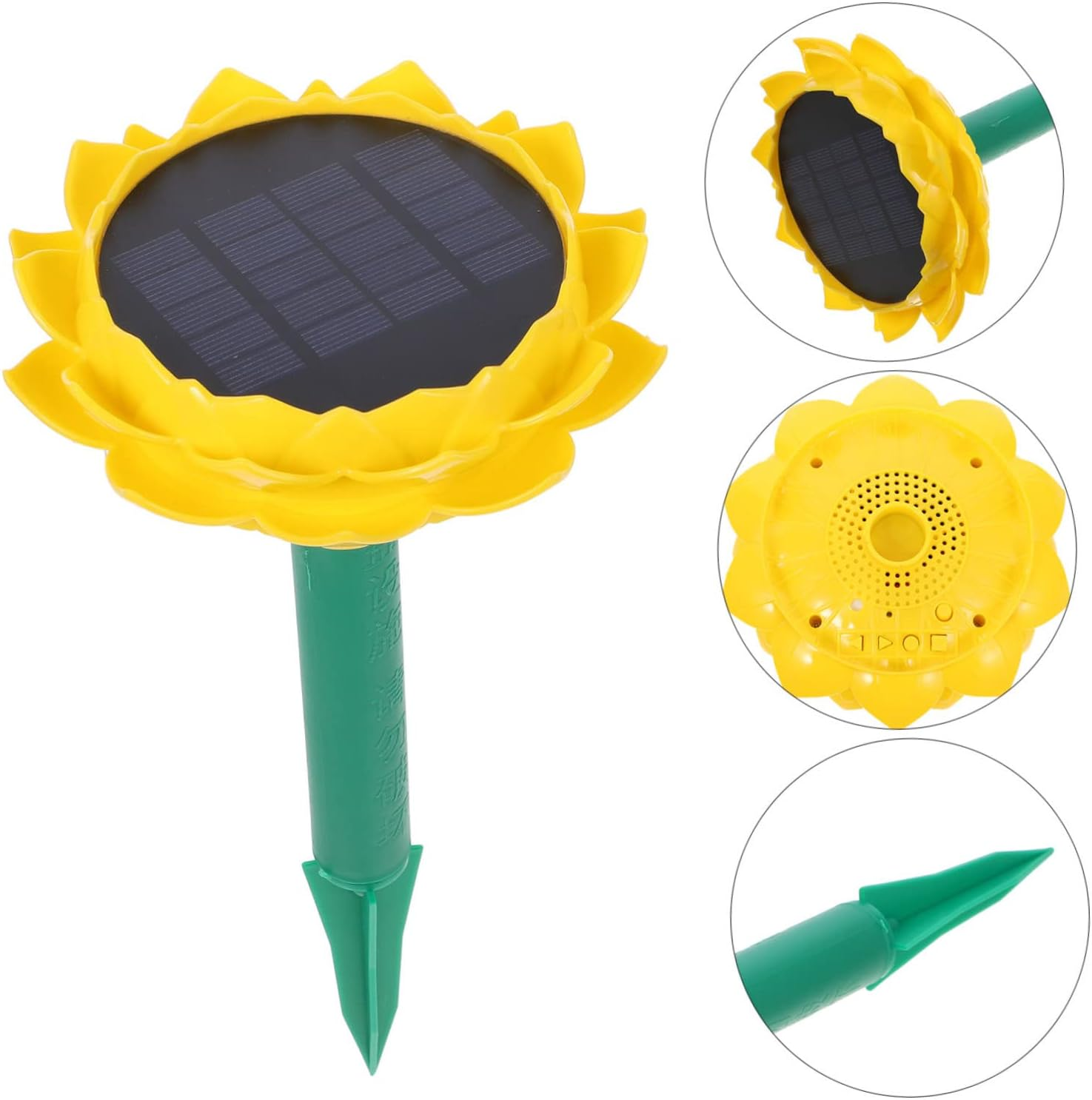 Homoyoyo Solar Powered Lotus Shaped Waterproof Speaker Buddha Songs Player Portable Outdoor Wireless Speaker Garden Decor Yellow image number 5