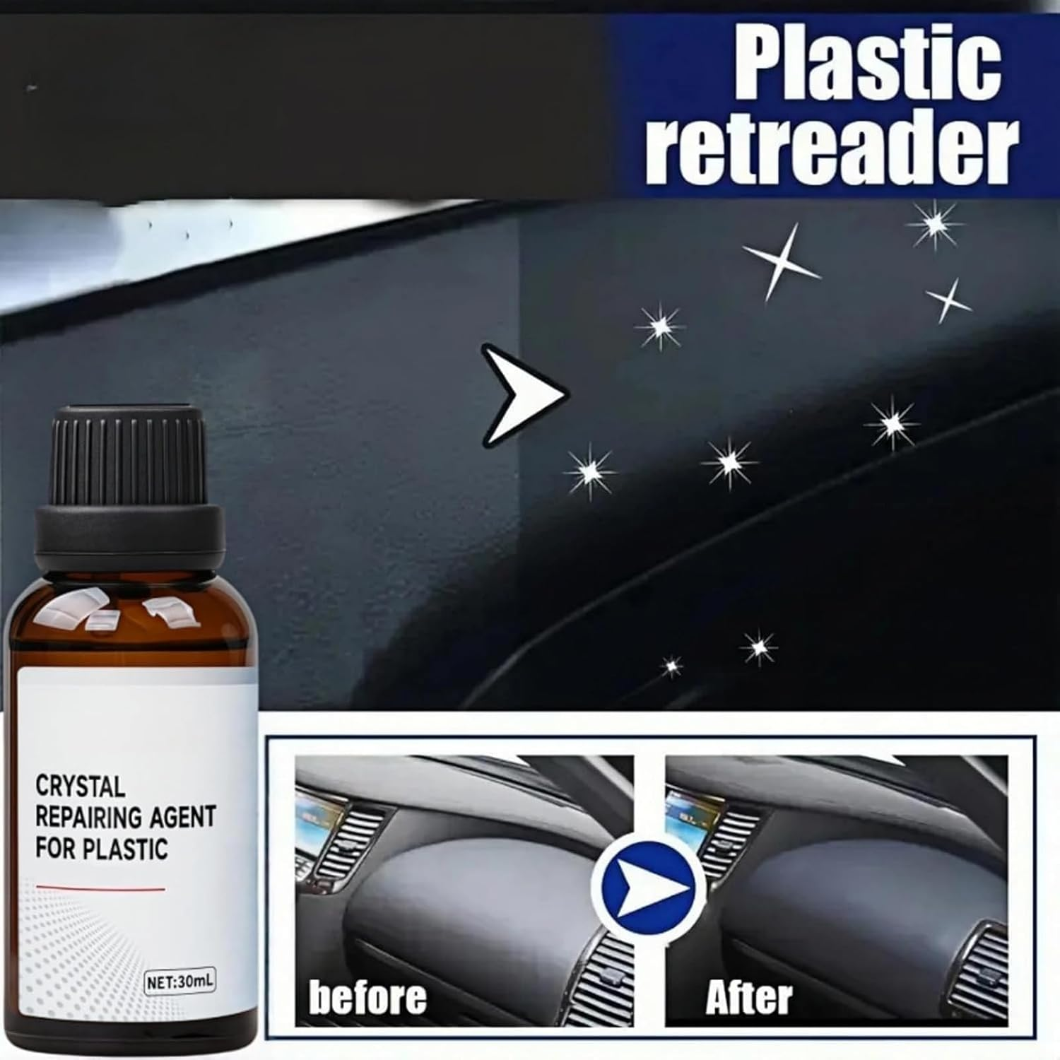 2 Pack Black Plastic Trim Restorer - Car & Truck Plastic Restorer for Bumpers, Trim, Dashboards | No Wet Look, Long Lasting 1 Year Protection | Instantly Revives Faded Black Plastic image number 5