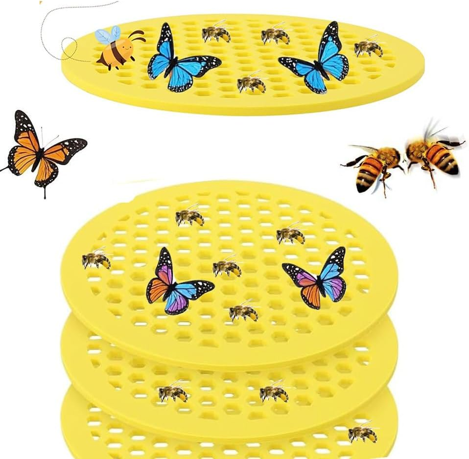 Floating Bee Island 4 Pcs, 20Cm/7.87 Inch EVA Floating Bee Watering Station, Floating Bee Island Foam Floating, Butterfly Bee Waterer for Feeding, Outdoor Garden Decor, Bee Bath(Yellow) image number 2