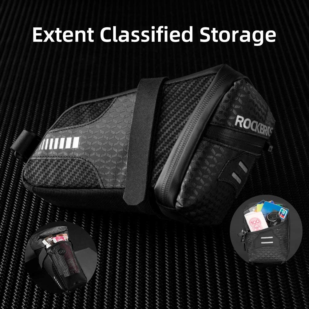 ROCKBROS Bike Saddle Bag Cycling Wedge Pack 1.5L Bicycle under Seat Pouch for Mountain Road Folding Bike Accessories Storage image number 4