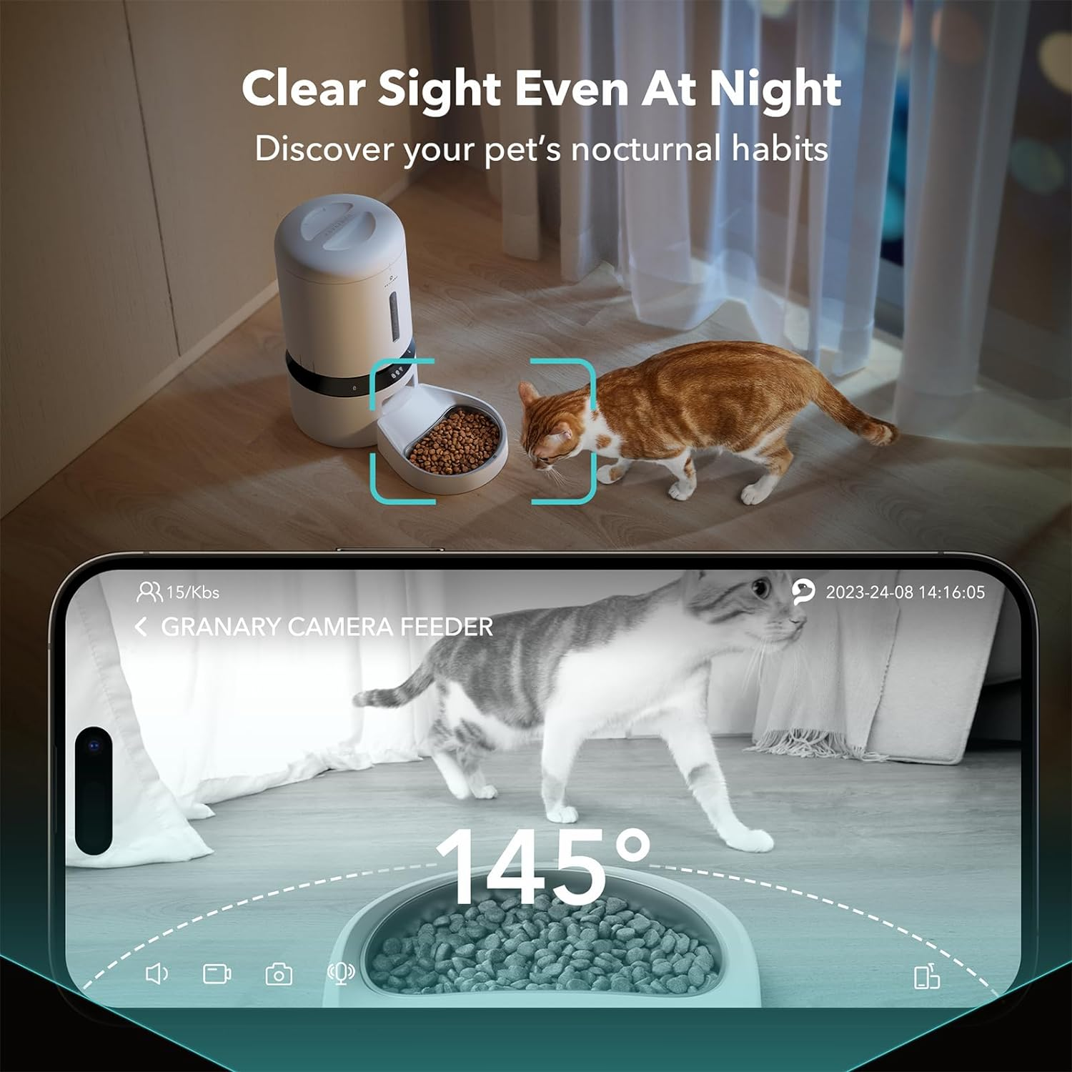PETLIBRO Automatic Cat Feeder with Camera, 1080P HD Live Monitoring, Remote App Control with 5 Ghz Wi-Fi, Two-Way Audio Interaction, AI Motion Detection, Meal Scene Capture, Feeding Log Record image number 6
