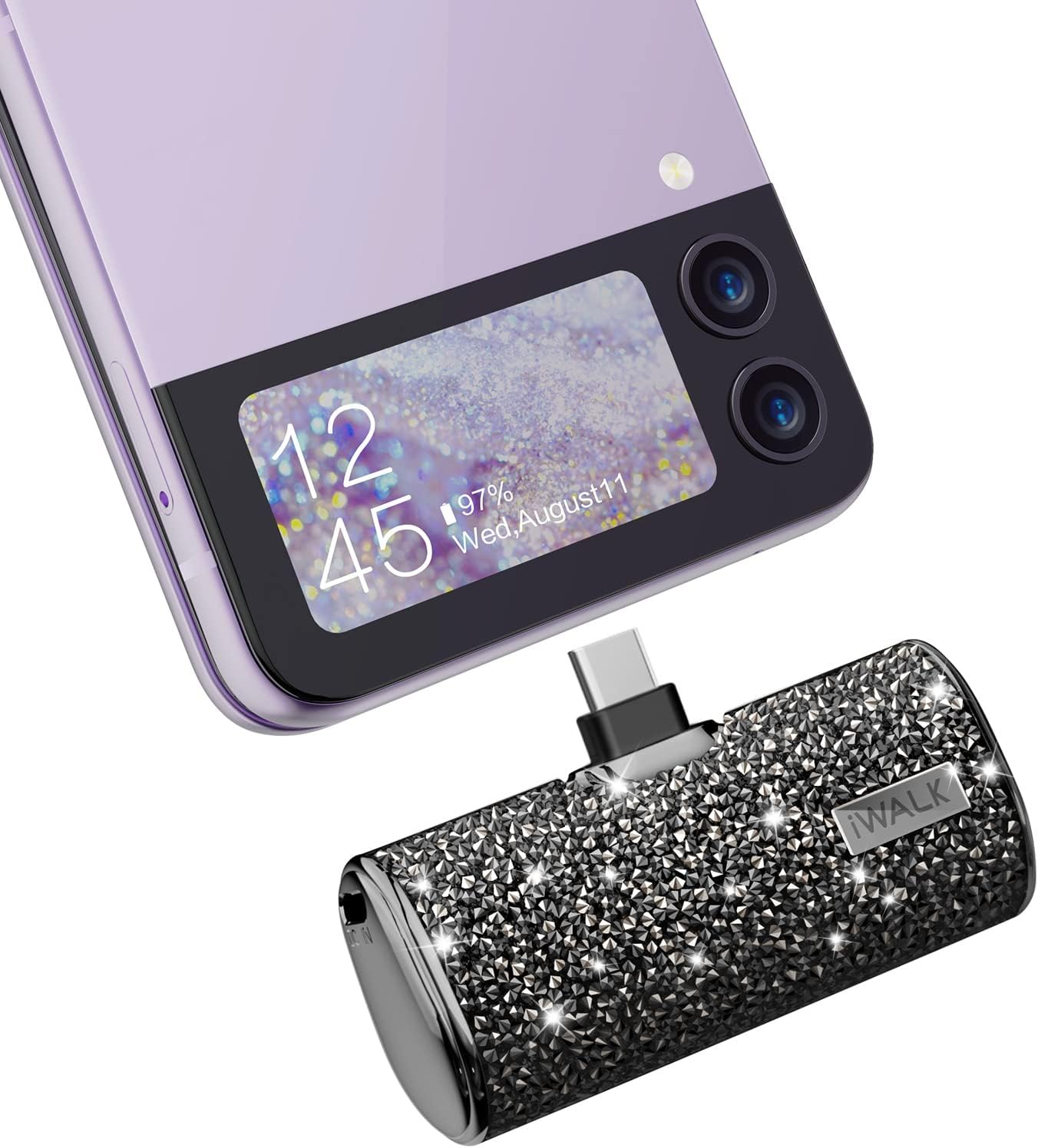 Iwalk USB C Portable Charger, 4500Mah Ultra-Compact Small Power Bank, Sparkly Battery Pack Compatible with Iphone 16/15, 16 Plus, 16 Pro, 16 Pro Max, Samsung Galaxy S25, S24, S23 Ultra Z Flip5, Pink