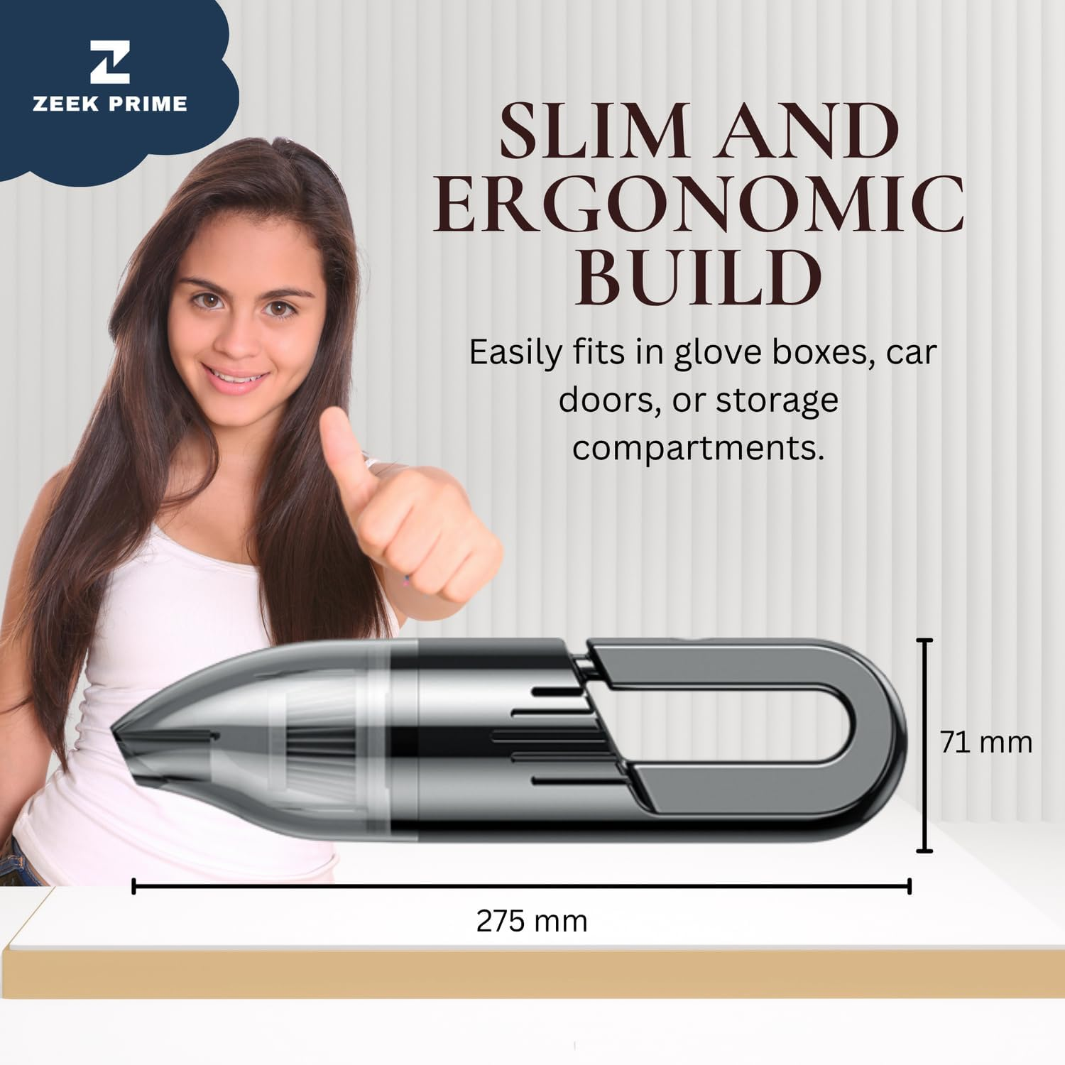 Cordless Car Vacuum Cleaner &ndash; 120W High Power with USB Charging, Dual 2000Mah Batteries, 0.5L Dustbin | Lightweight Handheld Vacuum (0.36Kg) for Car Interior, Seats, Crevices & Pet Hair image number 2