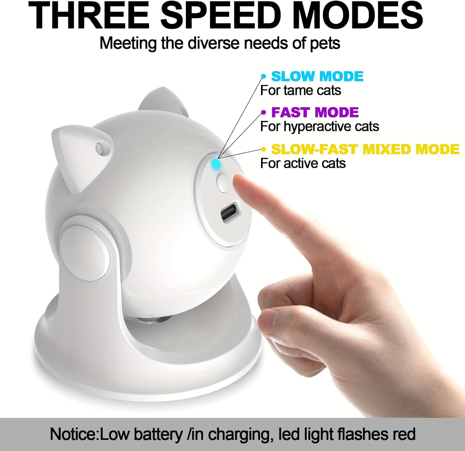 PAWCHIE Cat Laser Toy,Automatic Cat Toys with 3 Speed Modes,Usb Rechargeable Interactive Cat Toys for Cat Exercise/Play/Chase (Trajectory Cat Laser Toy) image number 3