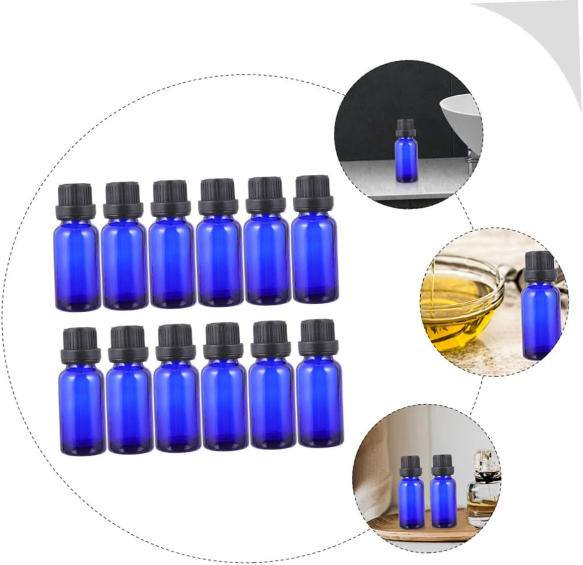 Yardenfun 20Pcs Essential Oil Bottles Small Glass Containers Orifice Reducer for Perfume Sample Bottles for Cuticle Oil image number 2