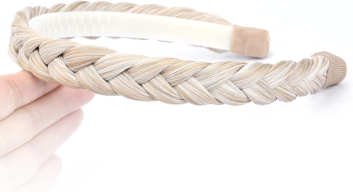 Gledola Braided Headband with Teeth Braids Hair Band with Teeth Synthetic Hair Band Braided Hair Band (White Blonde) image number 5