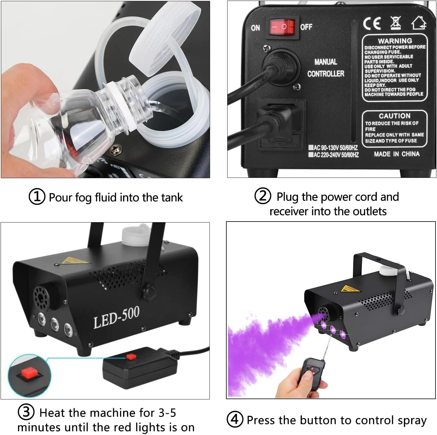 Fog Machine with Lights - 3 Stage LED Lights with 12 Colors & Strobe Effect for Party Wedding Holiday Christmas - 500W Upgraded Remote Portable Smoke Machine image number 1