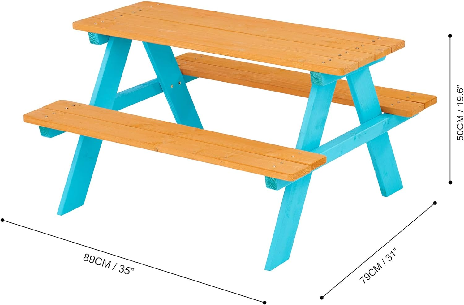 Teamson Kids Outdoor Picnic Table & Bench Set, Aqua/Natural image number 1