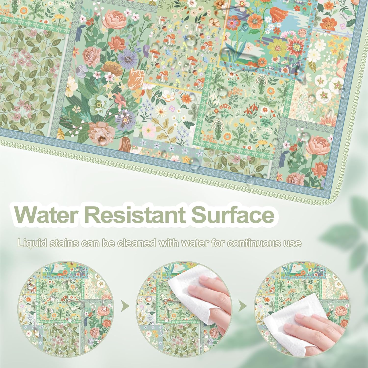 HAOCOO Green Desk Matt for Desktop, Desk Mat for Keyboard and Mouse, Non-Slip Desk Mouse Pad with Stitched Edges, Water-Resistant XL Mouse Pad for Women Office Decor - Green image number 6