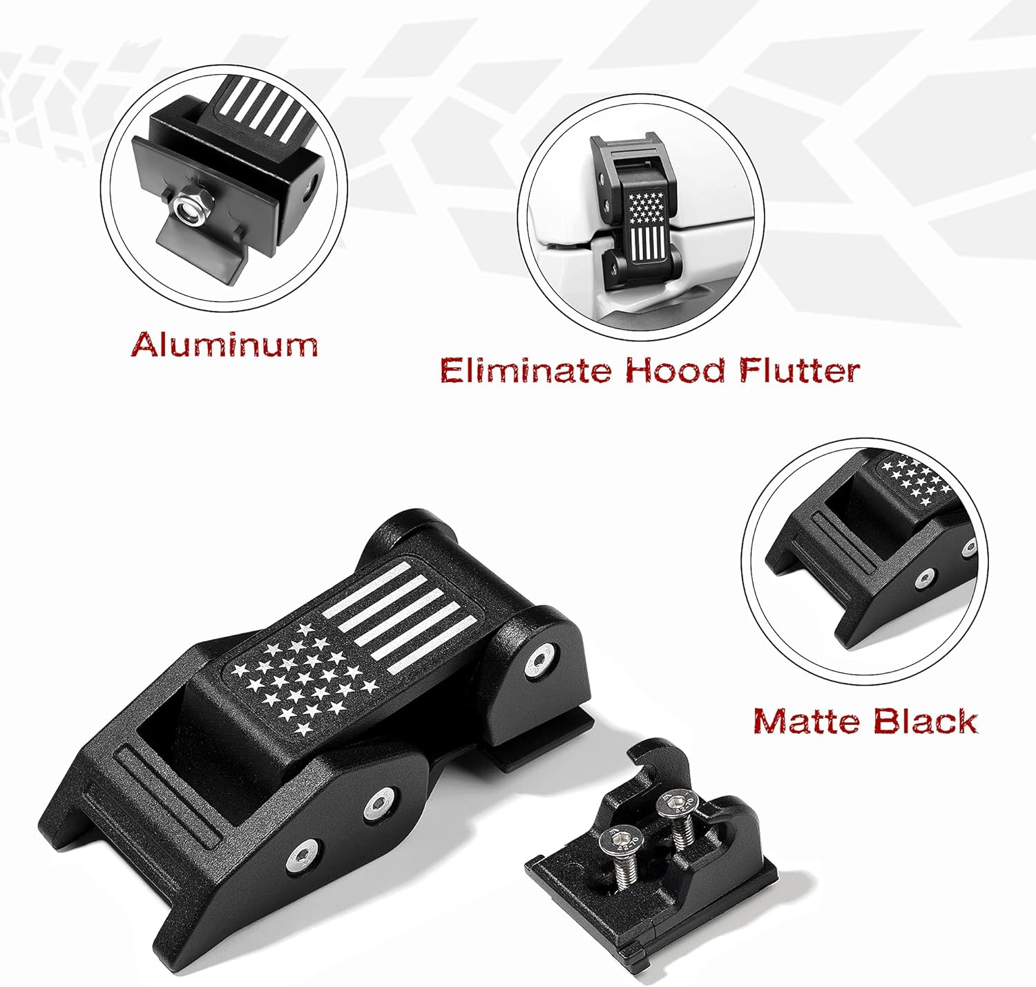 Seven Sparta Hood Latches Aluminum Hood Catch Compatible with Jeep Wrangler JK/JKU 2007-2017, JL/JLU 2018+ & Jeep Gladiator 2020+ (1 Pair) (Flag) image number 5
