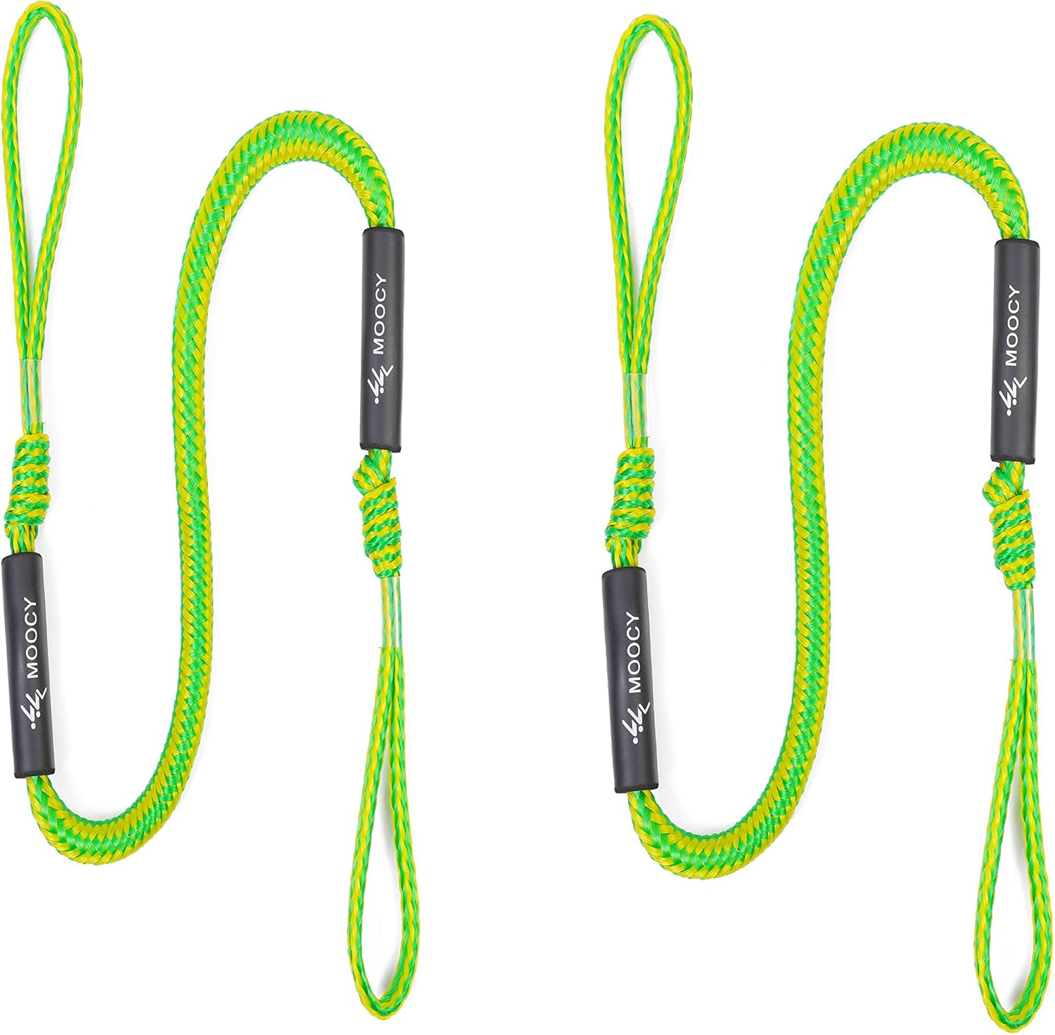 MOPHOEXII Premium Bungee Dock and Anchor Line Stretches 4-5.3 Ft-Absorbs Shock to Cleats, Docks, Pylons, and Anchors. Reduces Pull for Your Boat, Seadoo，Pontoon, PWC, Jet Ski, Kayak (Green-2Pcs)