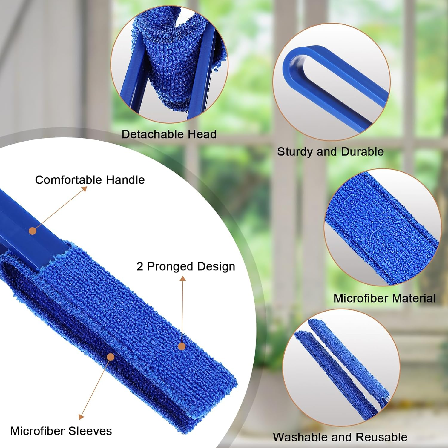 Elevatetech Blinds Cleaning Brush Set, 4 Pieces Blind Cleaner with 4 Microfibre Sleeves, Cleaning Brush for Louvre Blinds, Ventilation Slots of Air Conditioners, Fans, Car Ventilation Slots image number 2