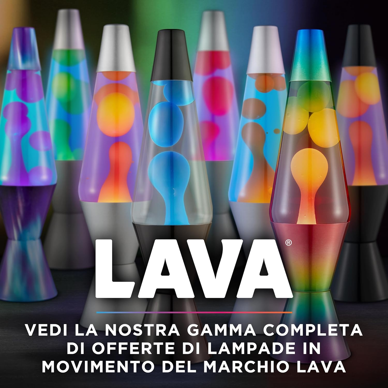 LAVA&reg; - Lava Lamp 2125, Yellow Wax, Purple Liquid, Silver Base and Cap, Original LAVA&reg; Brand 14.5 Inch Motion Lamp - Blu/Trasparente image number 5