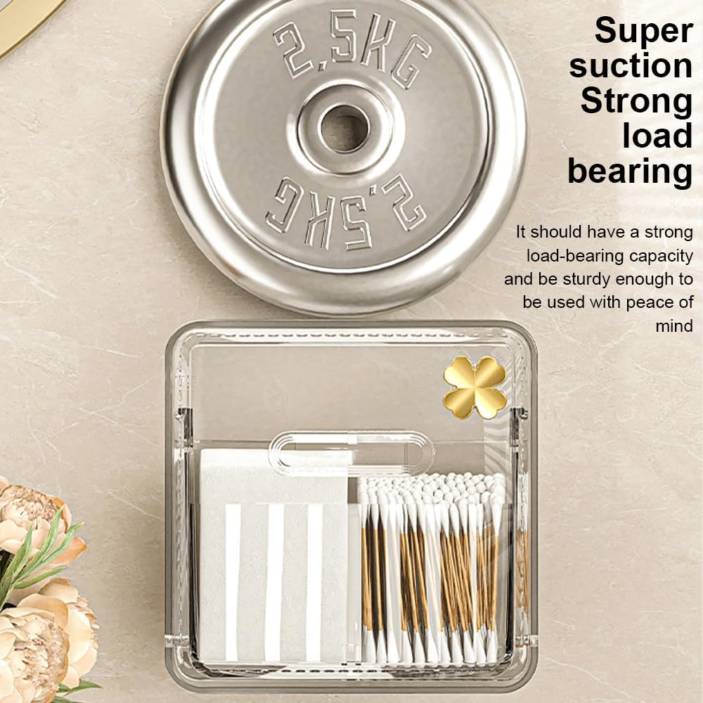 HHWRT Cotton Ball and Swab Organize, Cotton Balls Dispenser, Cottoned Balls and Swabs Holder with Lid, Clear Bathroom Organizer Jar, Cottons Pad Holder Dispenser, Cottons and Swabs Storage image number 3