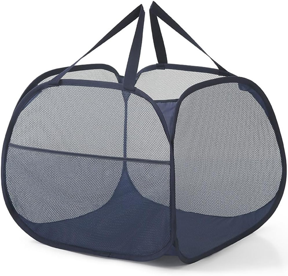 Vekol Thickened Laundry Basket Collapsible Laundry Hamper Large 90L Mesh Laundry Hamper Foldable Laundry Basket with Side Pocket for Laundry Room, Bathroom, Kids Room (Grey)