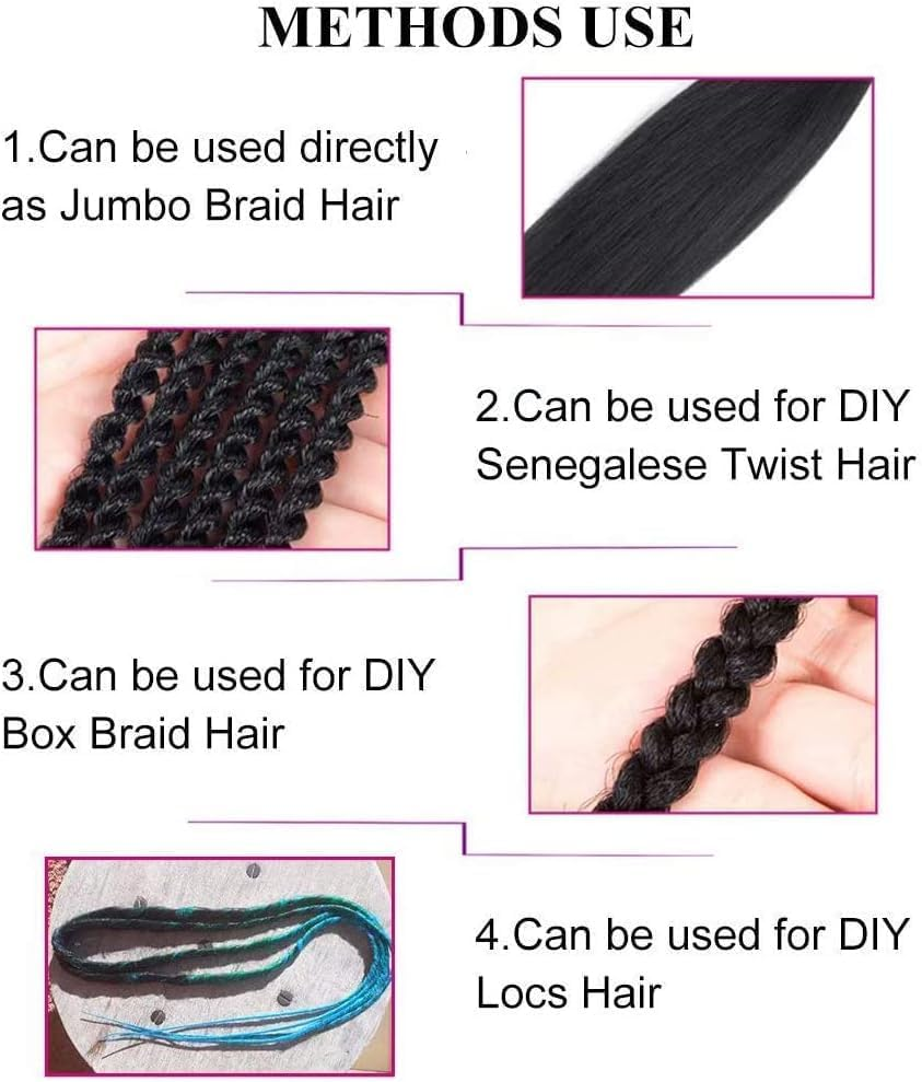 Pre Stretched Braiding Hair 26'' Easy Braid 6 Packs Professional Itch Free Synthetic Fiber EZ Braids Yaki Texture Knotless Braiding Hair Extensions (1B) image number 4