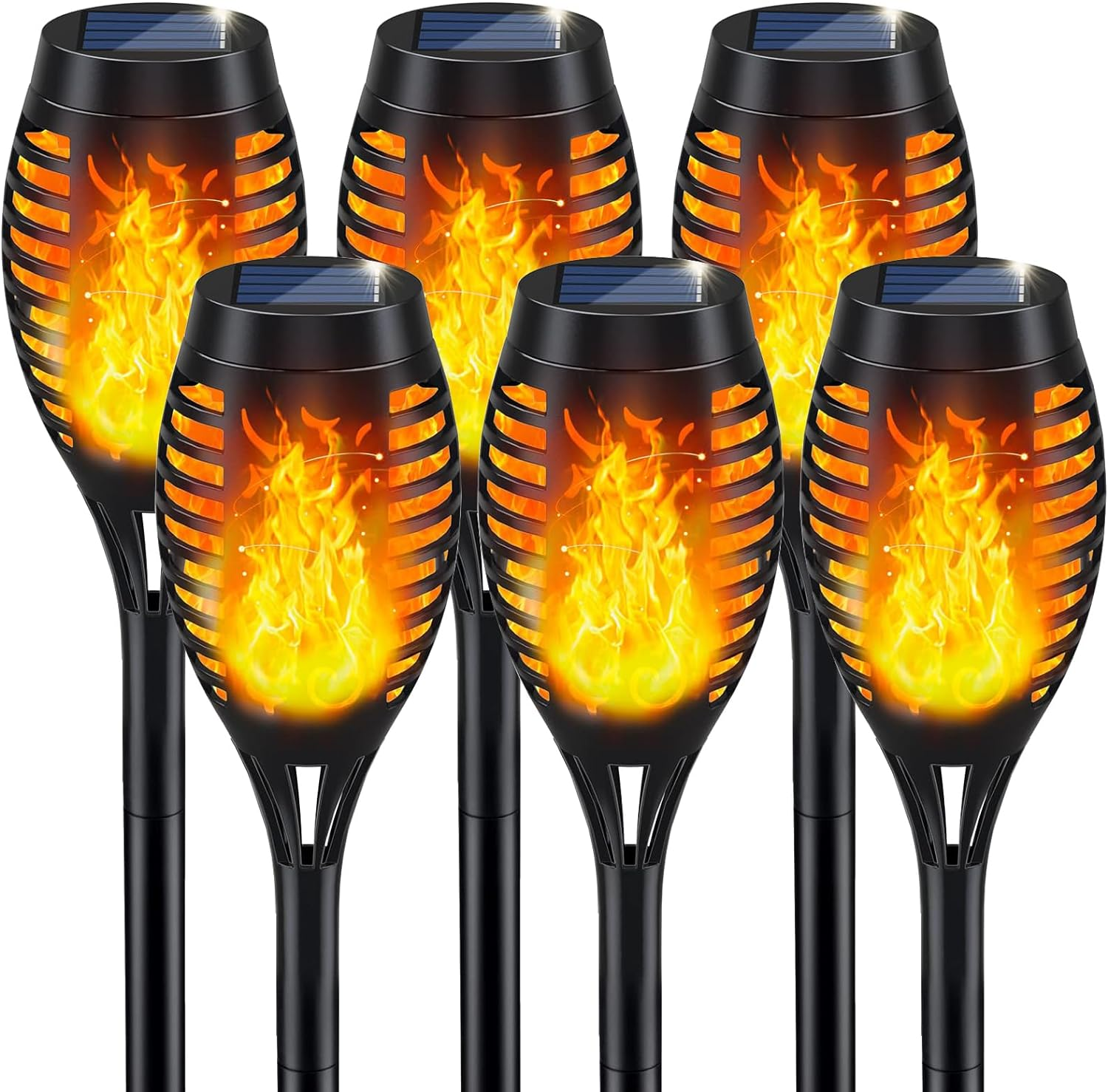 Solar Lights Outdoor, Solar Garden Lights with Flickering Flame for Garden Decorations, Solar Torch Light, Waterproof Solar Powered Outdoor Lights, Flame Torches for outside Patio Pathway Yard(6 Pack) image number 5