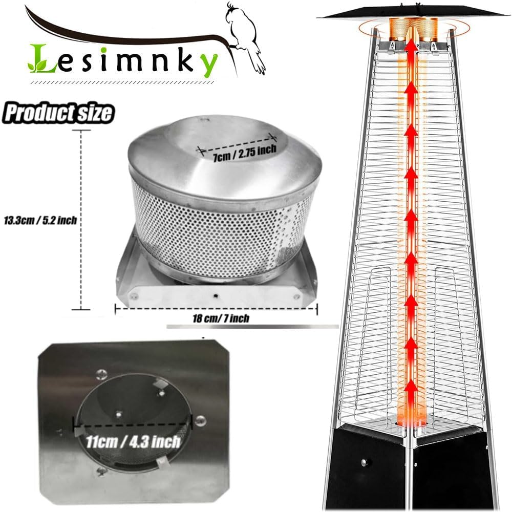 Patio Heater Burner Emitter Screen & Base 4-Sided Pyramid Patio Heater Replacement Parts 304 Stainless Steel, Burning Net Heating Parts Applied to Most Square Glass Heater (Burner Screen & Base) image number 2