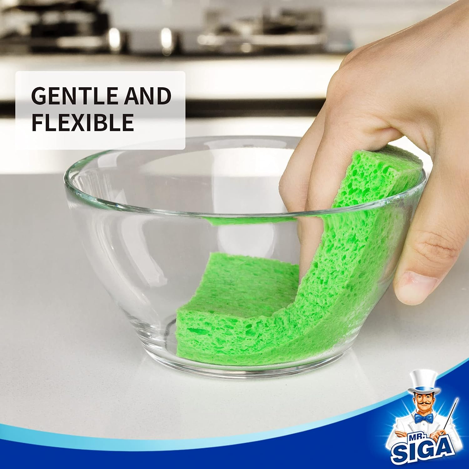 MR.SIGA Scrub Sponges, Non-Scratch Sponges for Dishes, Kitchen Sponge Dish Scrubber, 12 Pack image number 5