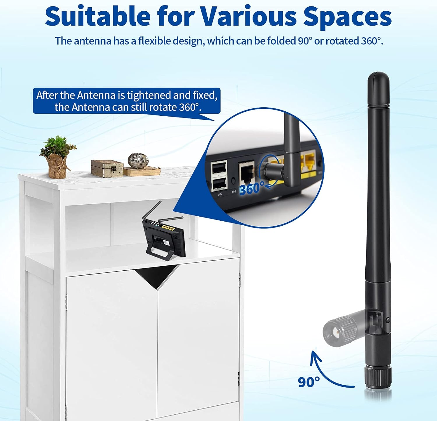 Bingfu Wifi Antenna 2.4Ghz 5Ghz MIMO RP-SMA Male Aerial (2-Pack) for PC Desktop Computer Wifi Router Wireless Network Card USB Adapter Security IP Camera Video Surveillance Monitor image number 2