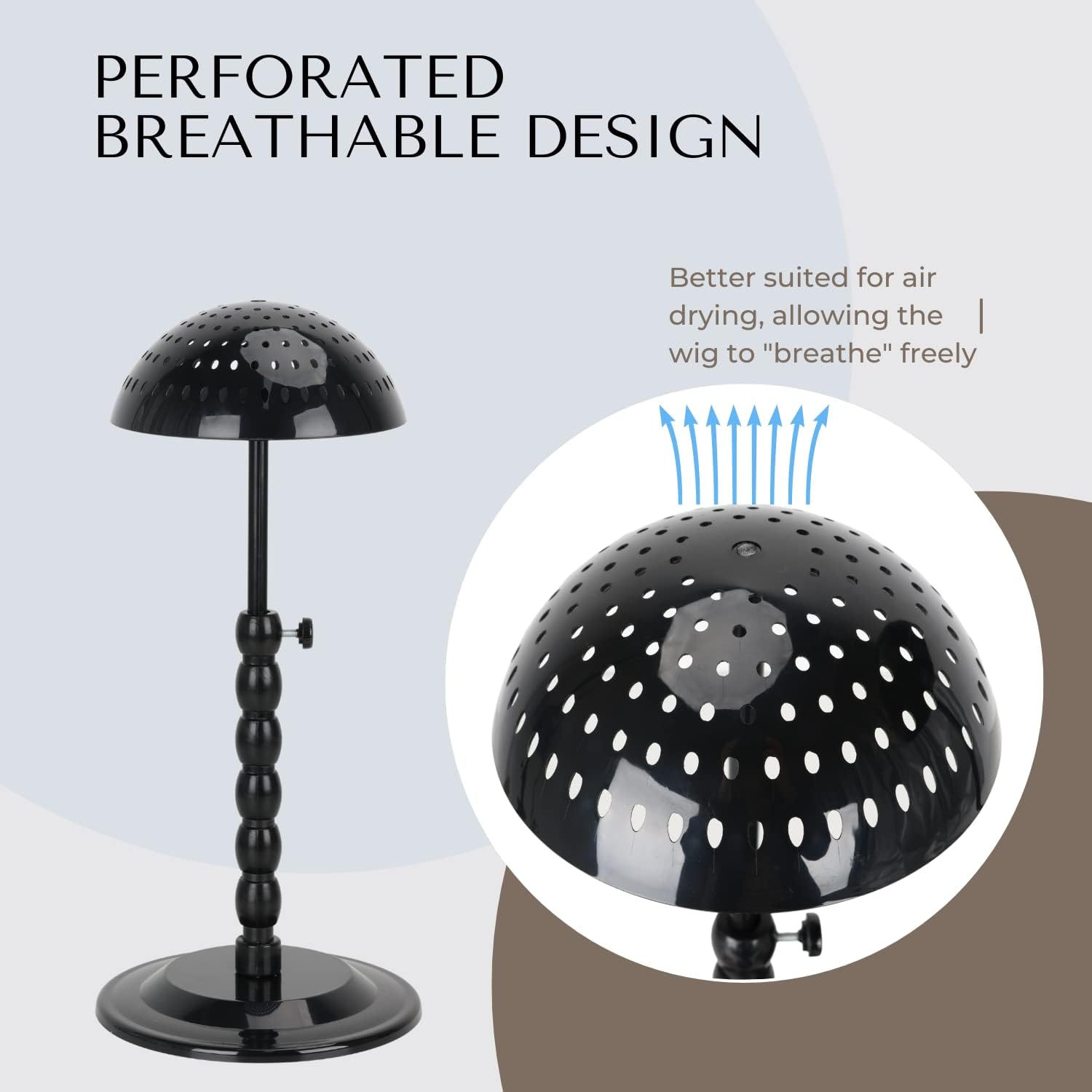 Lightmay Wig Stand - 2 Packs Portable Foldable Wig Hat with Velvet Cover Holder, Height Adjustable (12-18.8 Inches), Easy to Install, Black Plastic image number 4