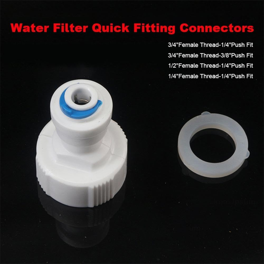 6 Pack Water Filter Fittings, Garden Quick Fitting Connector Adapter for RO System, Aquarium and Water Purifier (1/2" Female Thread-1/4" Hose) image number 3