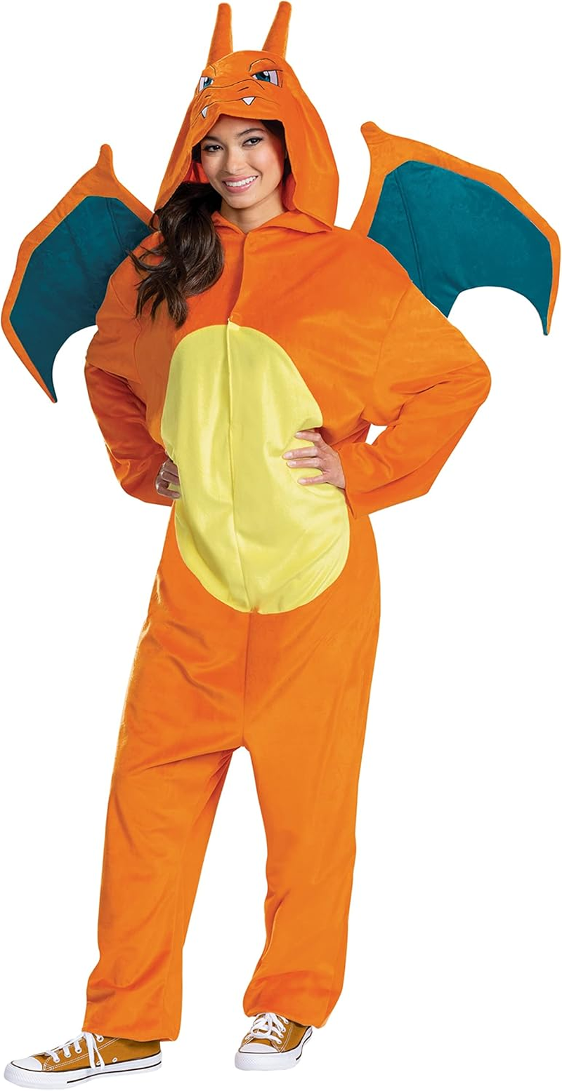 Disguise Unisex-Adult Charizard Costume for Adults, Deluxe Official Pokemon Halloween Costume with Hood and Wings, as Shown, Medium (38-40) image number 6