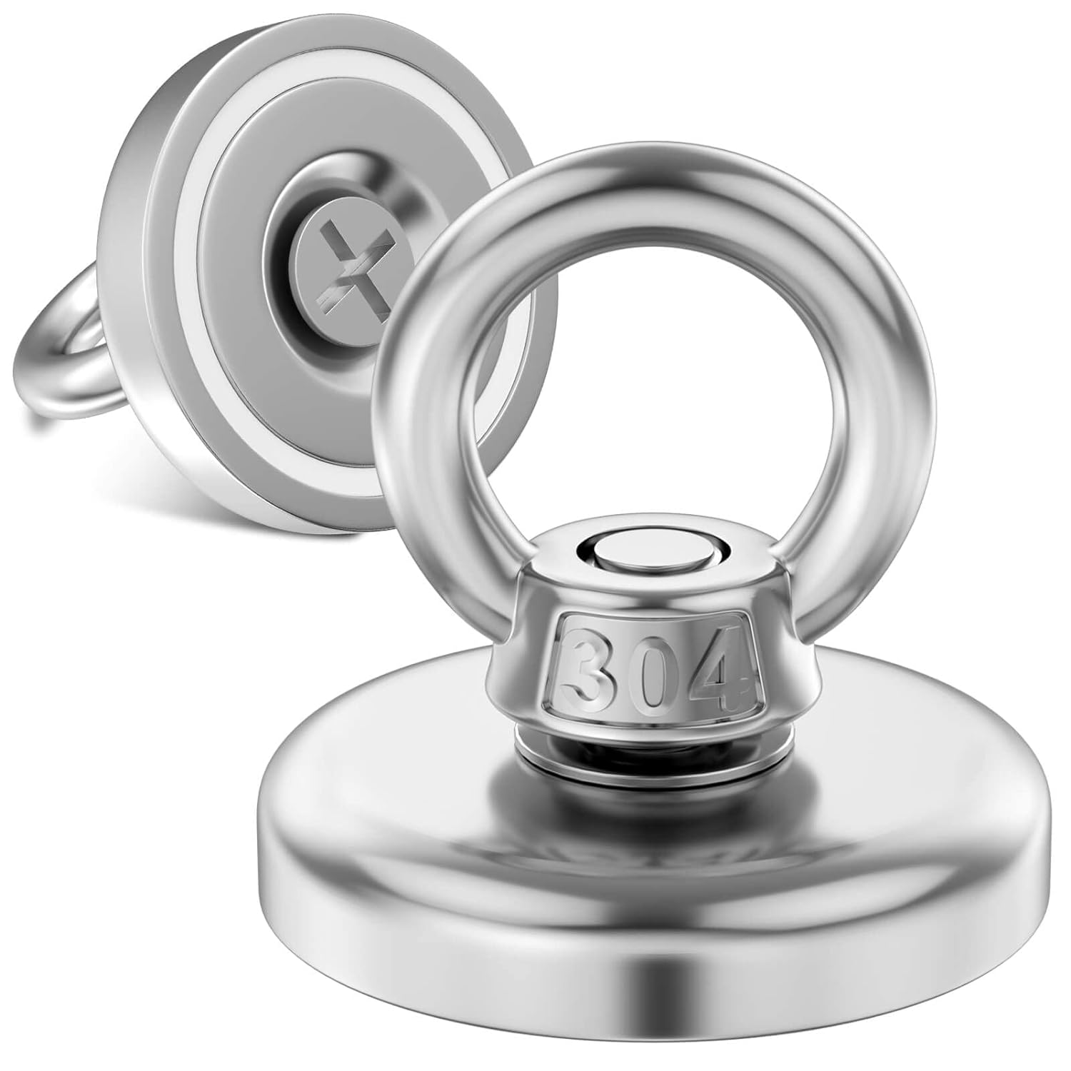 MIN CI Neodymium Magnets 255Lb Super Strong Magnet Fishing,Heavy Duty Magnetic Large Rare Earth Magnets with Countersunk Hole Eyebolt for Magnetic Fishing Salvage Underwater Retrieval Industrial 2Pack image number 4